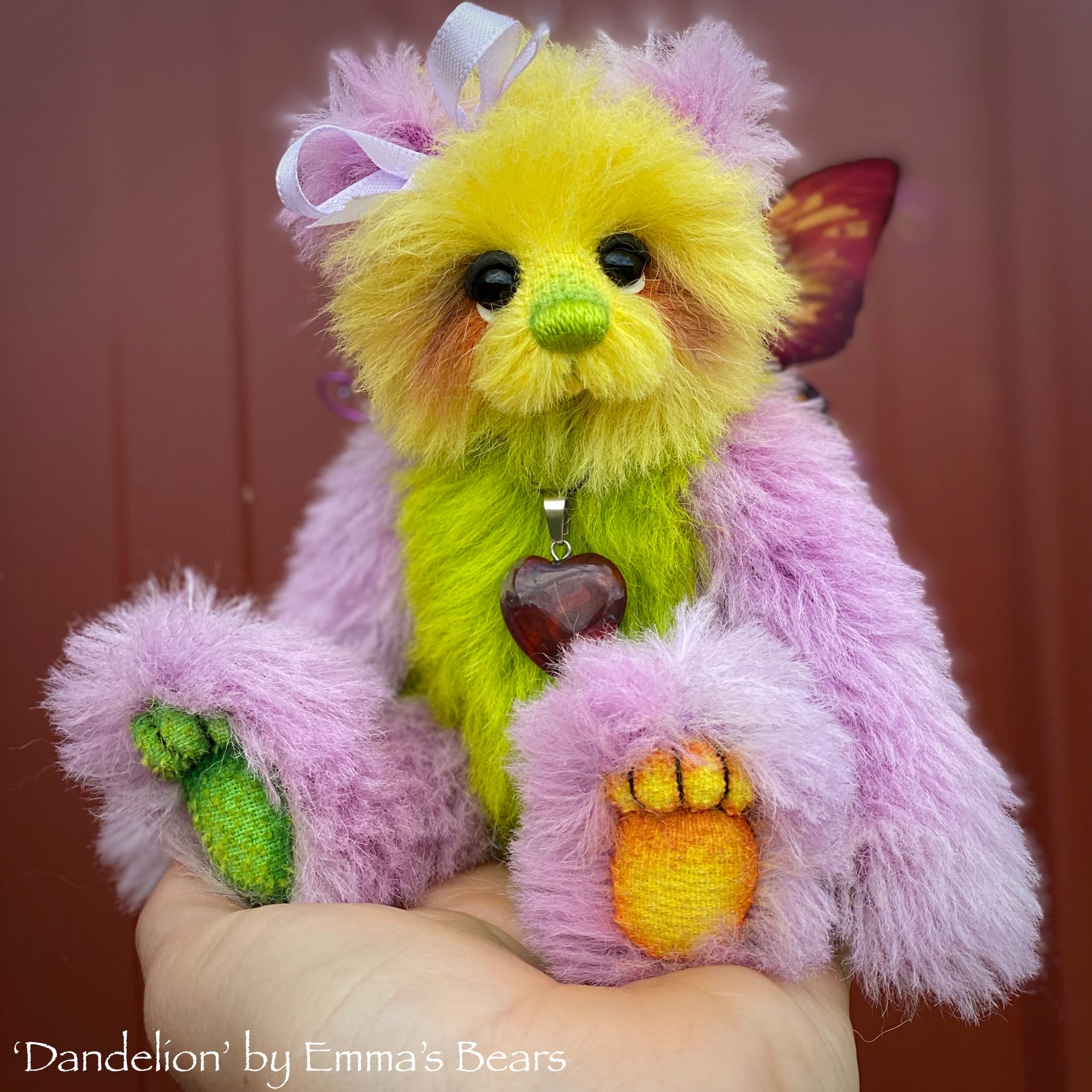 Dandelion - 7" Rainbow Alpaca Artist Bear by Emma's Bears - OOAK