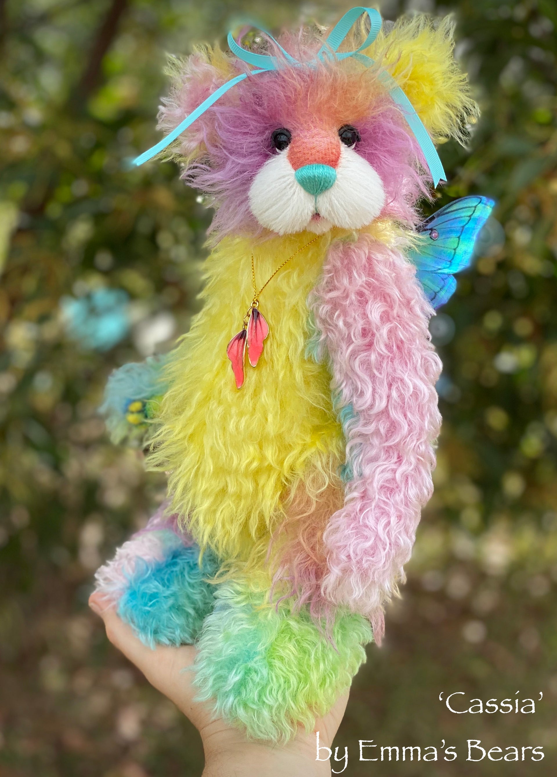 Cassia - 13" Rainbow Alpaca Artist Bear by Emma's Bears - OOAK