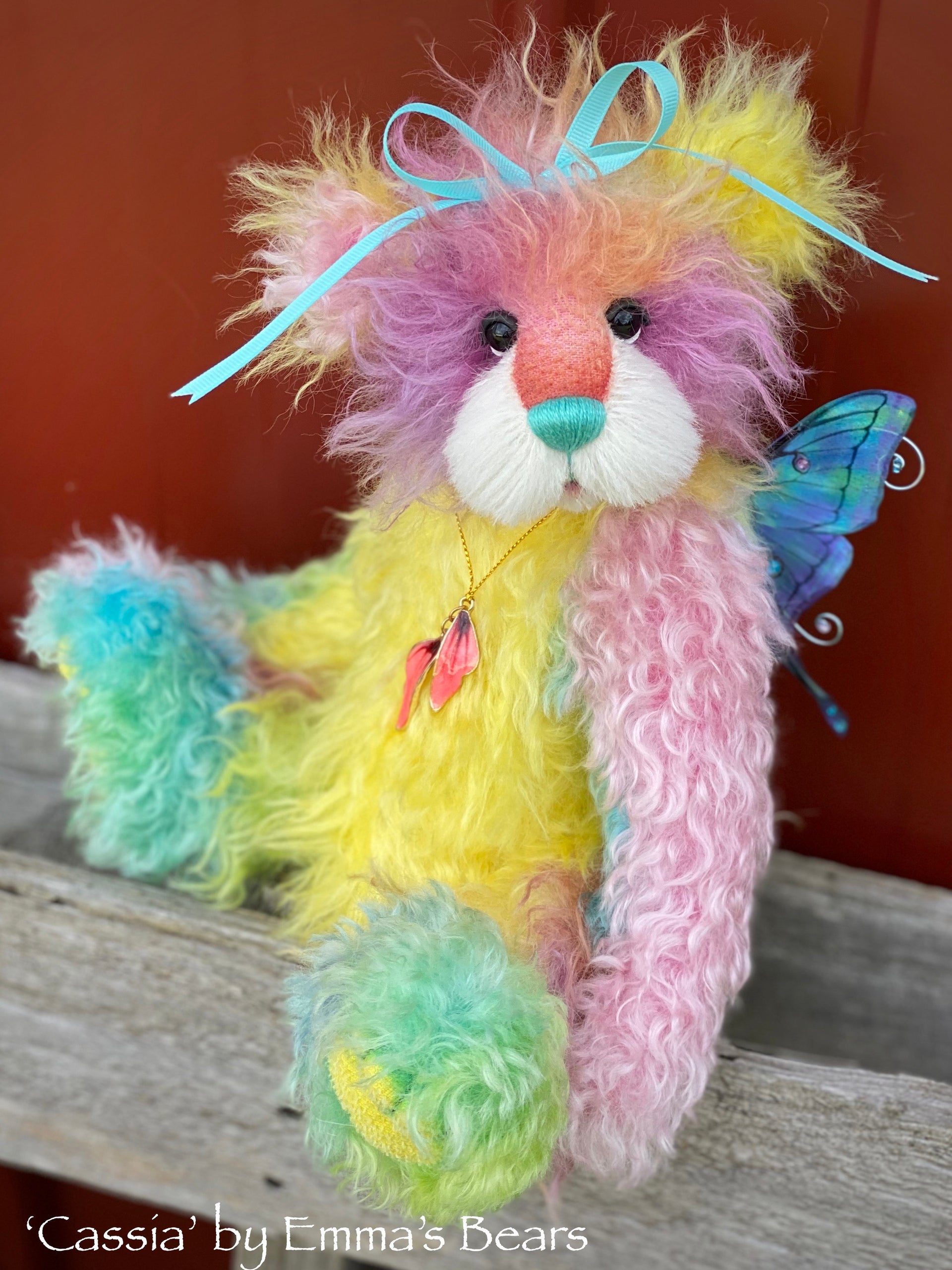 Cassia - 13" Rainbow Alpaca Artist Bear by Emma's Bears - OOAK