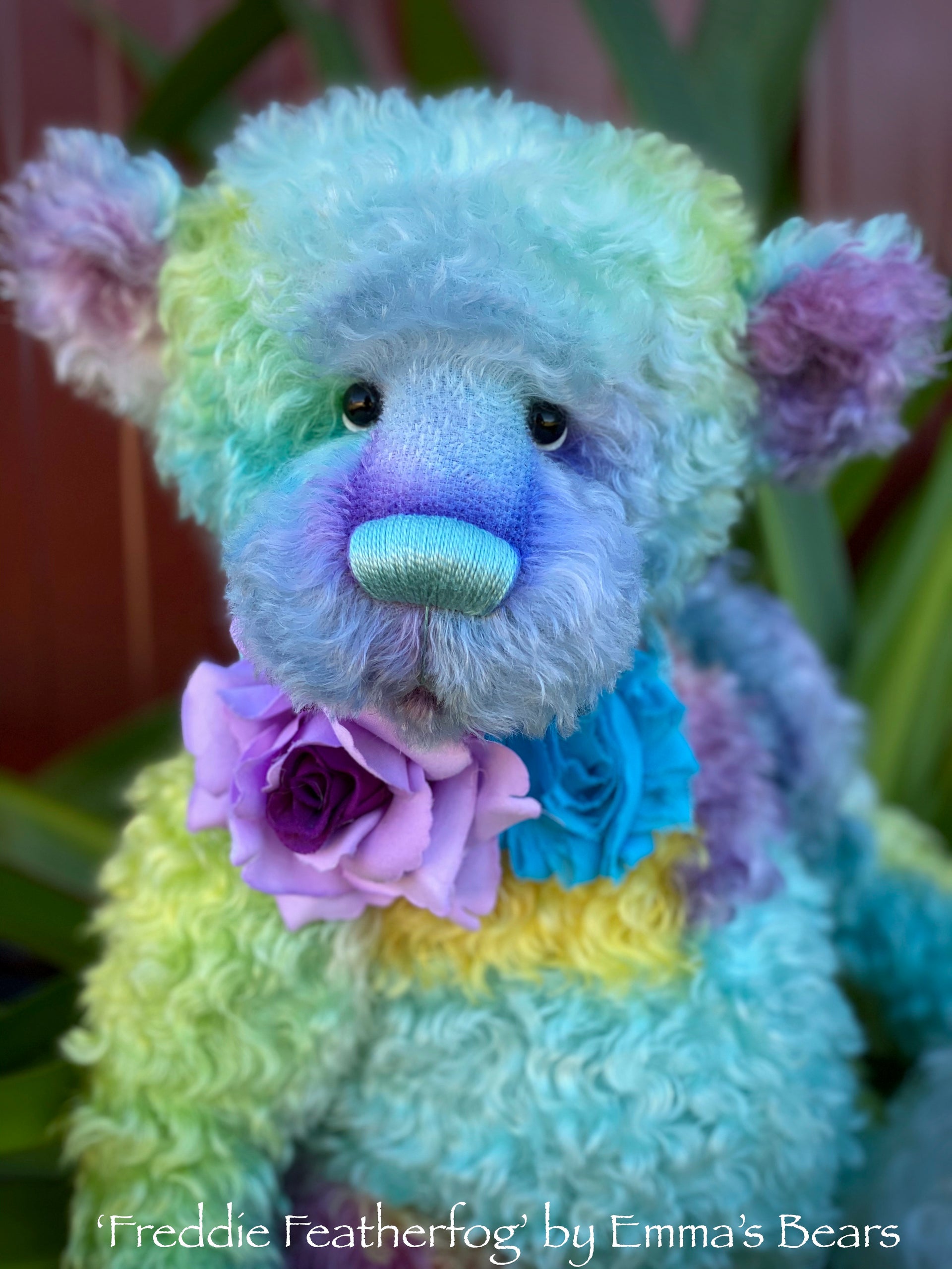 Freddie Featherfog - 17" Rainbow Kid Mohair Artist Bear by Emma's Bears - OOAK