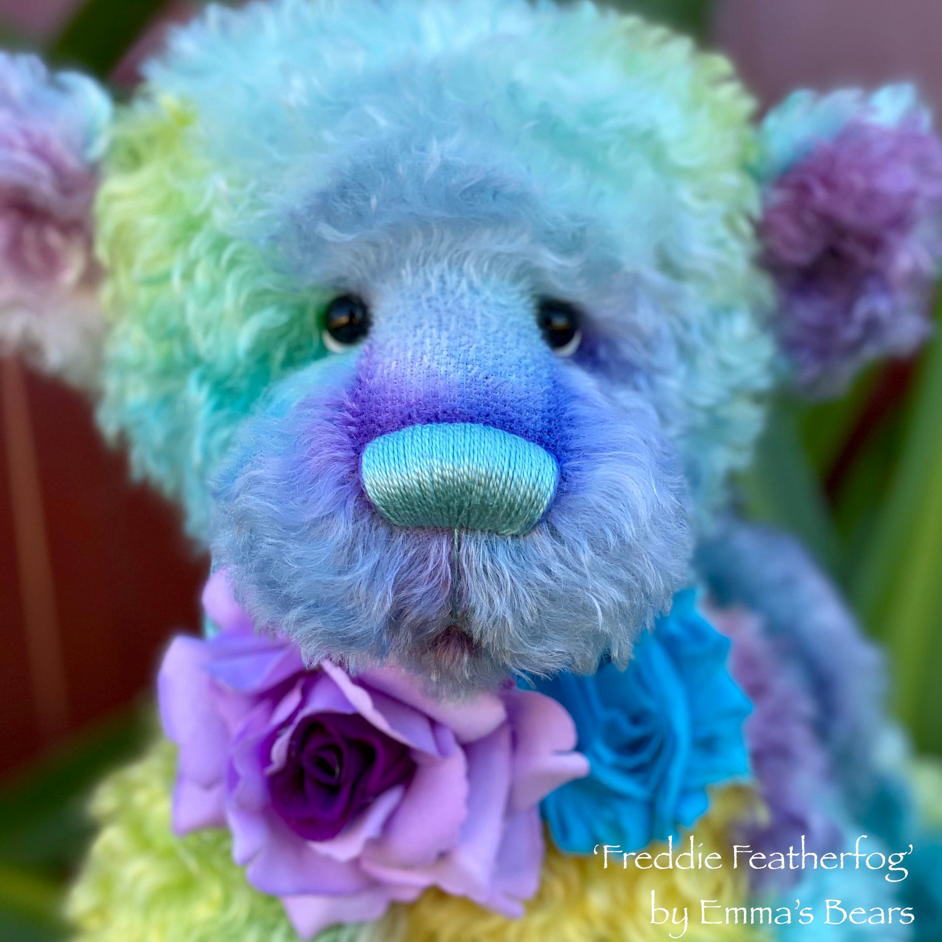 Freddie Featherfog - 17" Rainbow Kid Mohair Artist Bear by Emma's Bears - OOAK