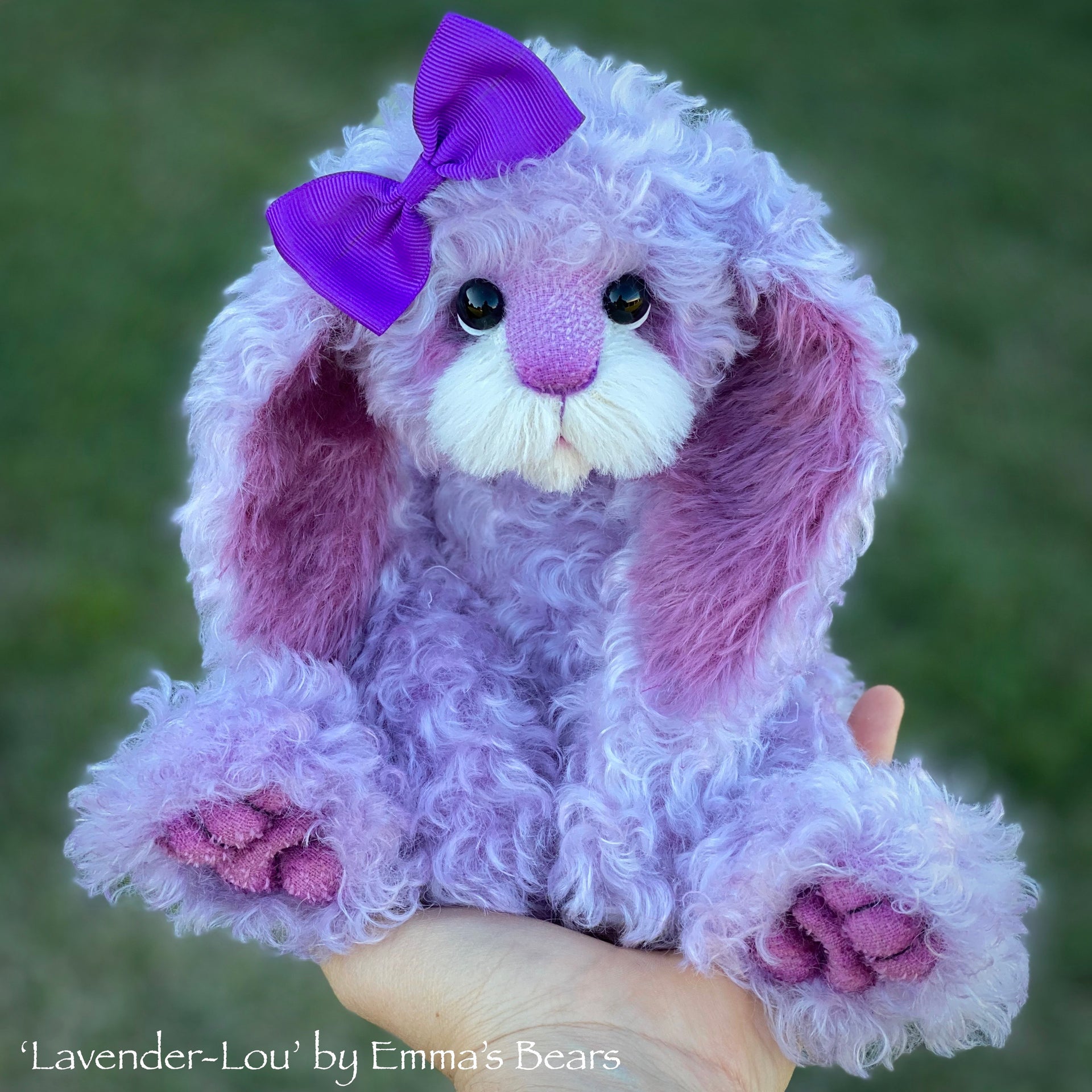 Lavender-Lou - 12" Hand-Dyed Kid Mohair Bunny by Emma's Bears - CUSTOM OOAK