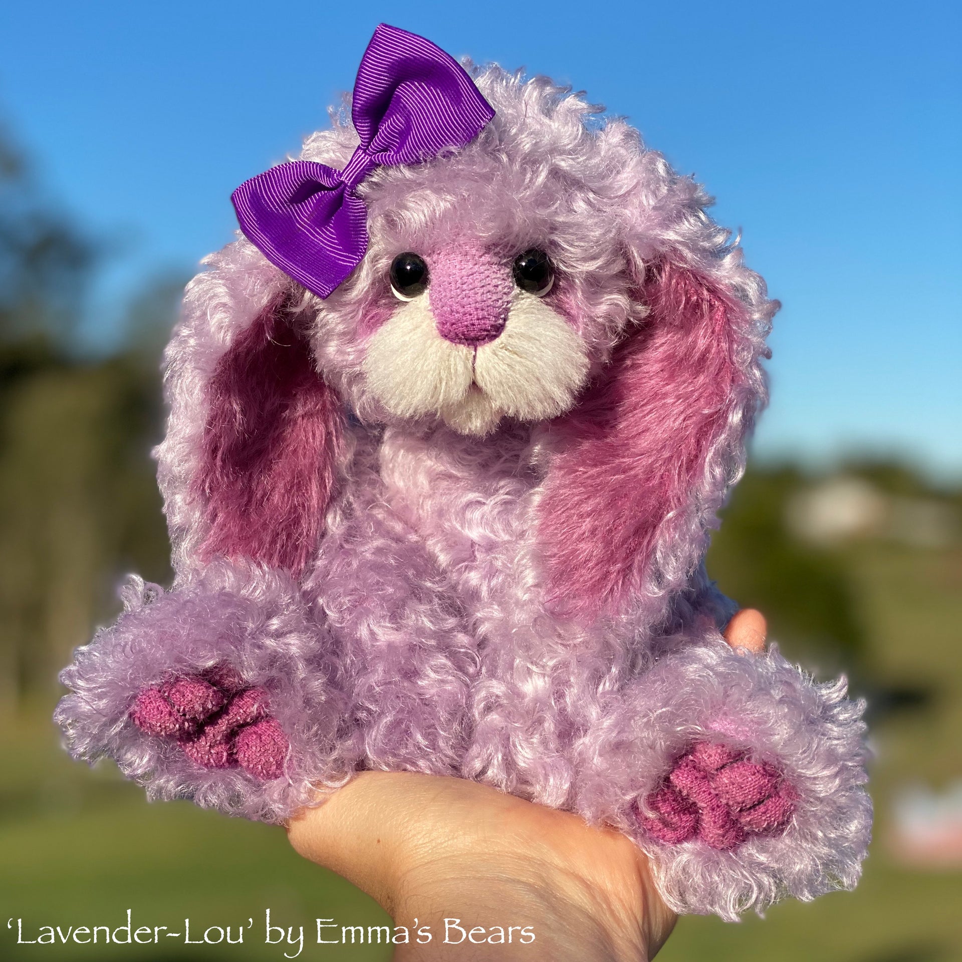 Lavender-Lou - 12" Hand-Dyed Kid Mohair Bunny by Emma's Bears - CUSTOM OOAK