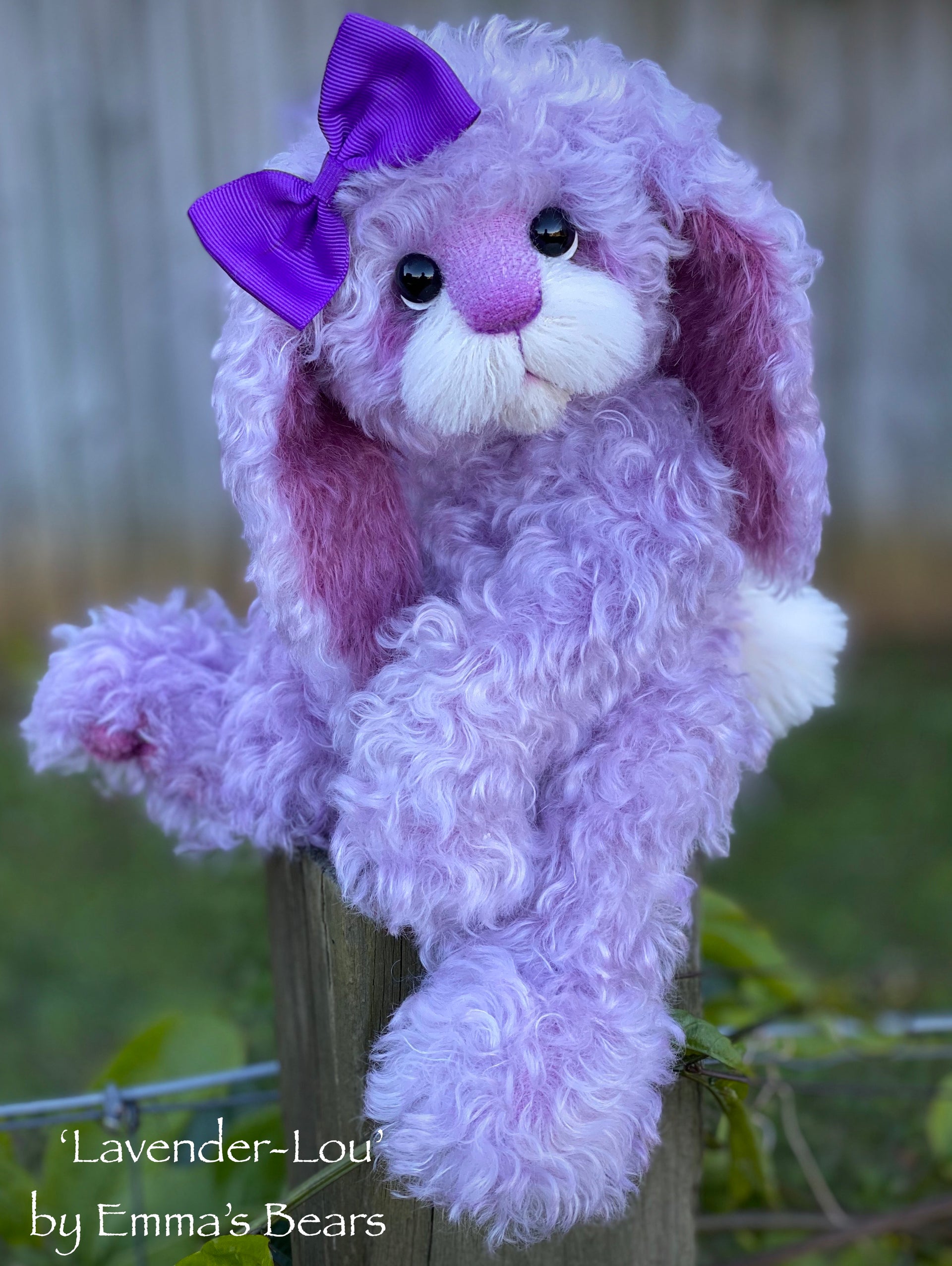 Lavender-Lou - 12" Hand-Dyed Kid Mohair Bunny by Emma's Bears - CUSTOM OOAK