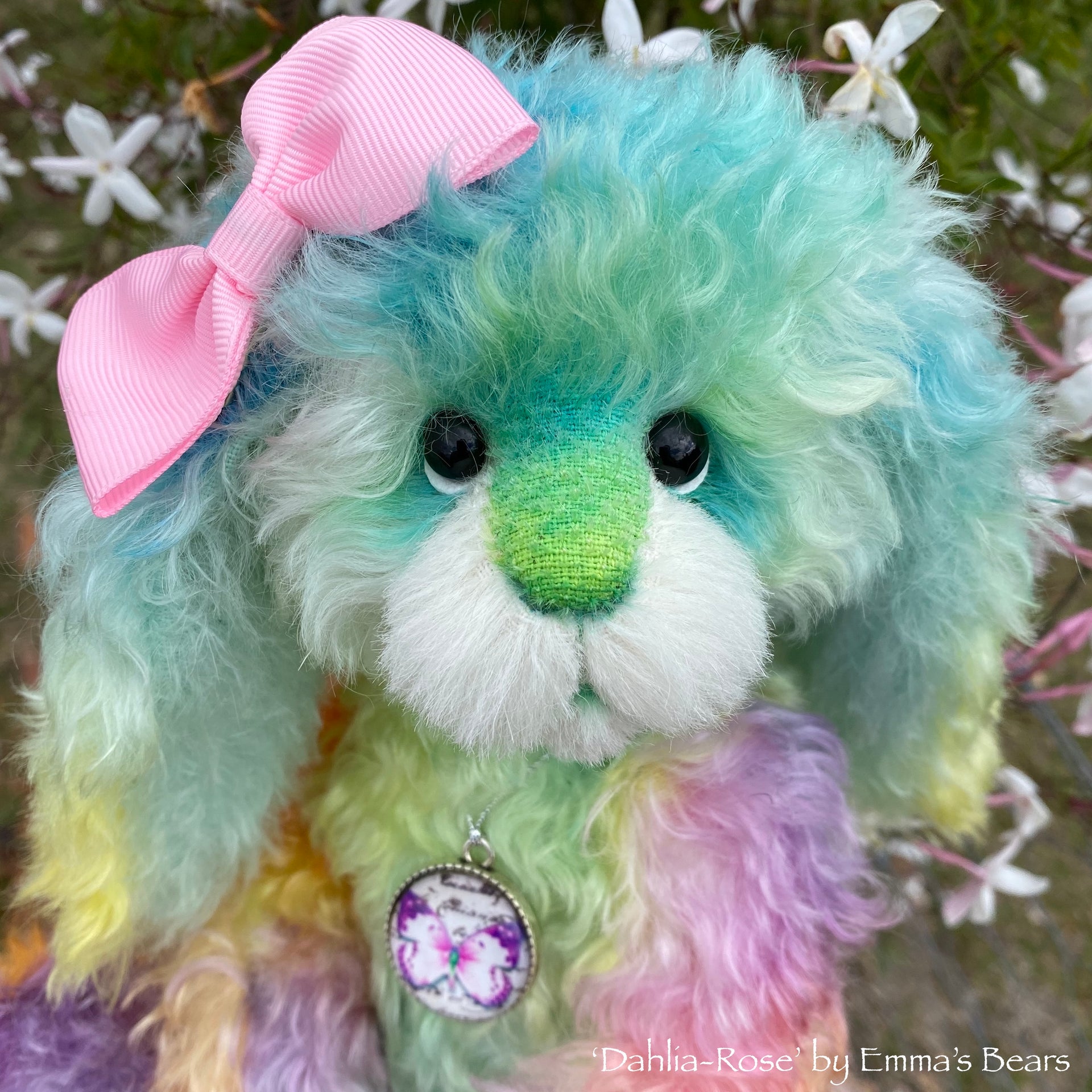 Dahlia-Rose - 12" Hand-Dyed Kid Mohair Bunny by Emma's Bears - CUSTOM OOAK