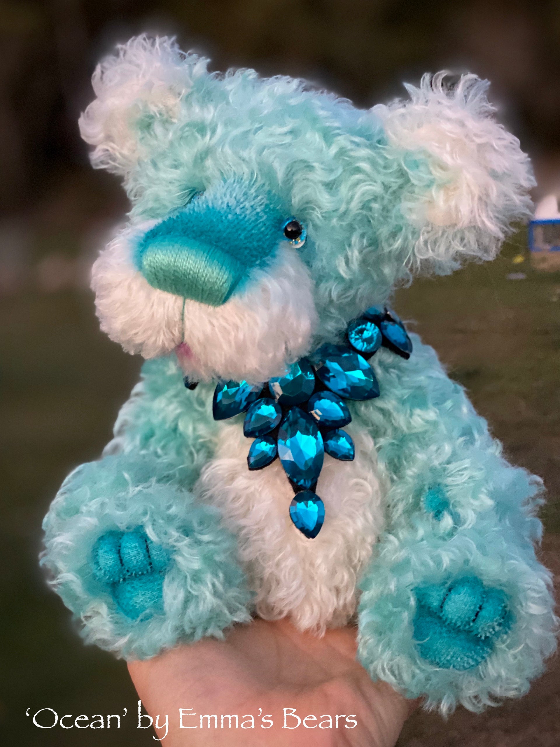 Ocean - 11" Hand Dyed Kid Mohair Artist Bear by Emma's Bears - OOAK
