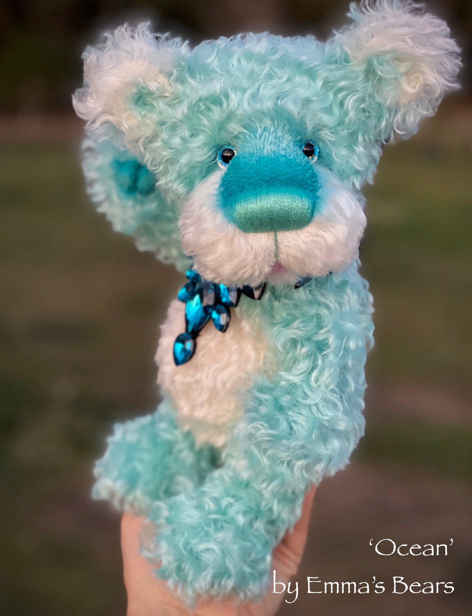 Ocean - 11" Hand Dyed Kid Mohair Artist Bear by Emma's Bears - OOAK