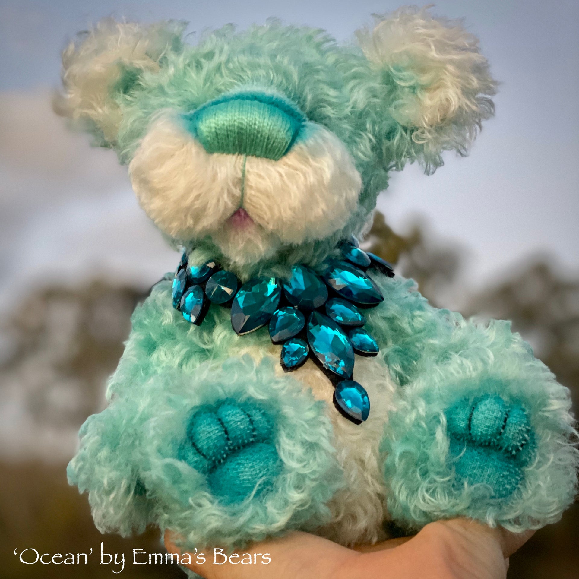 Ocean - 11" Hand Dyed Kid Mohair Artist Bear by Emma's Bears - OOAK