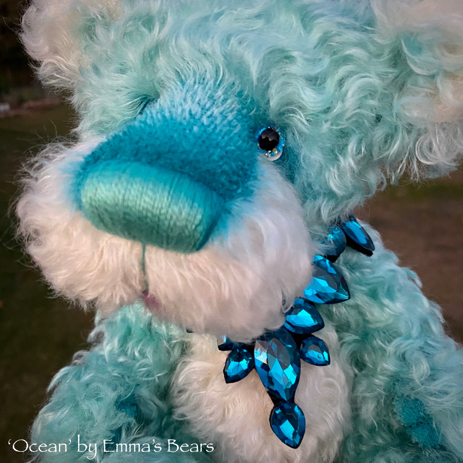 Ocean - 11" Hand Dyed Kid Mohair Artist Bear by Emma's Bears - OOAK