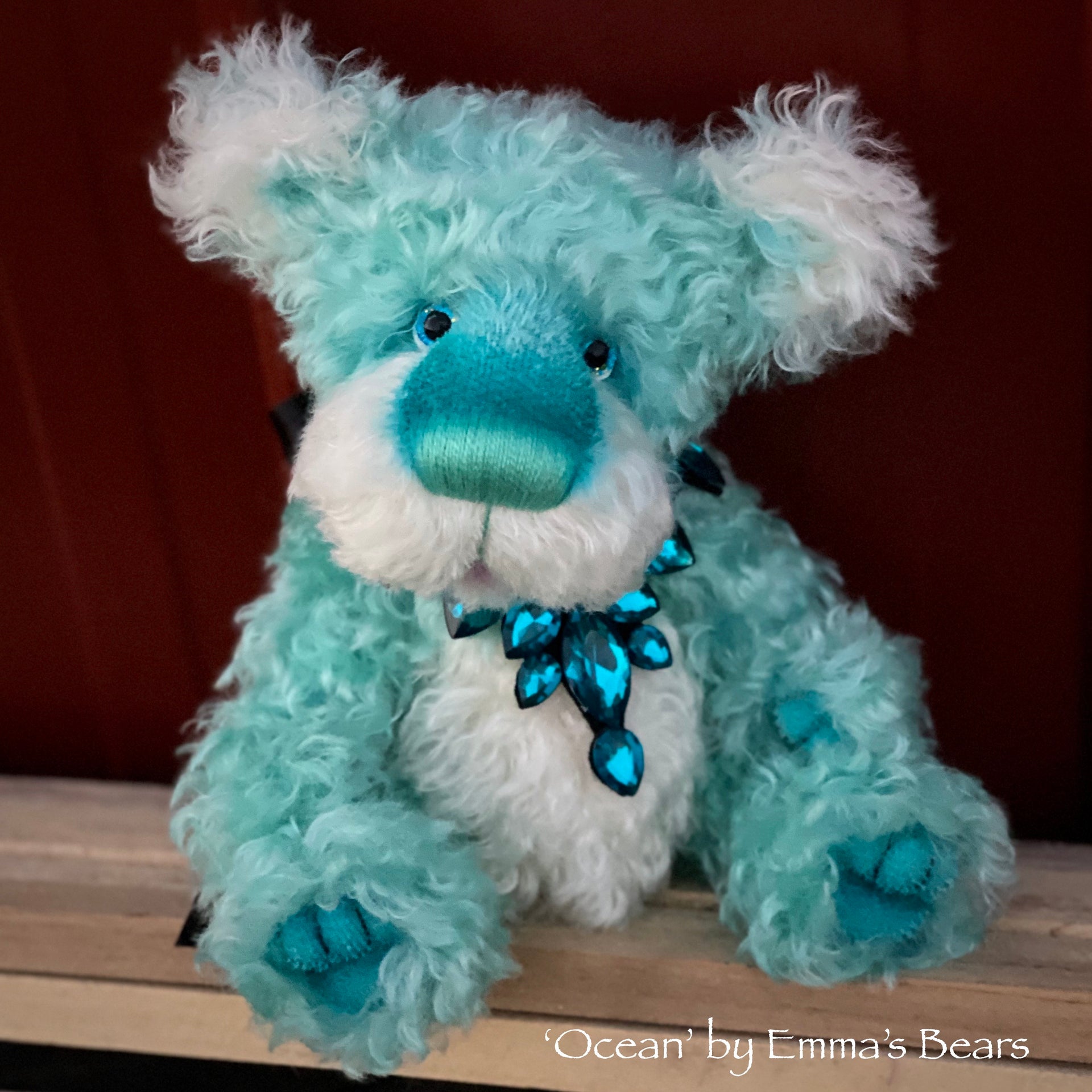 Ocean - 11" Hand Dyed Kid Mohair Artist Bear by Emma's Bears - OOAK