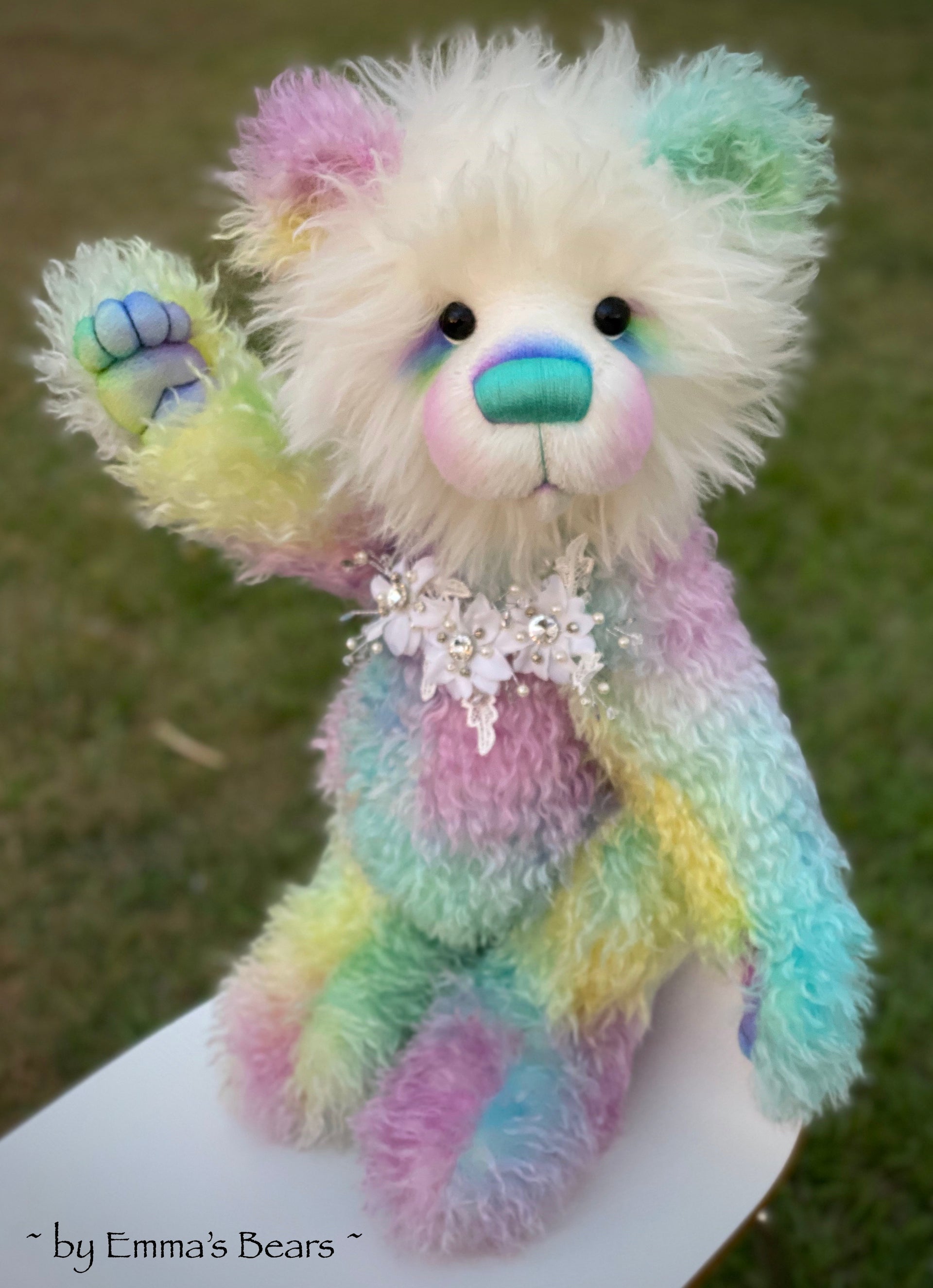 Sybella - 23IN hand dyed rainbow mohair bear by Emmas Bears - OOAK