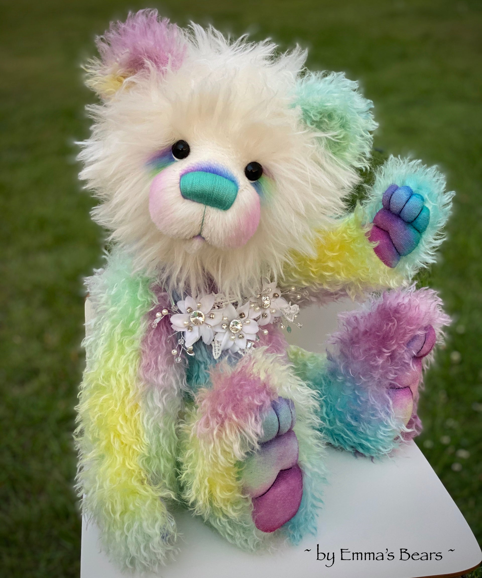 Sybella - 23IN hand dyed rainbow mohair bear by Emmas Bears - OOAK