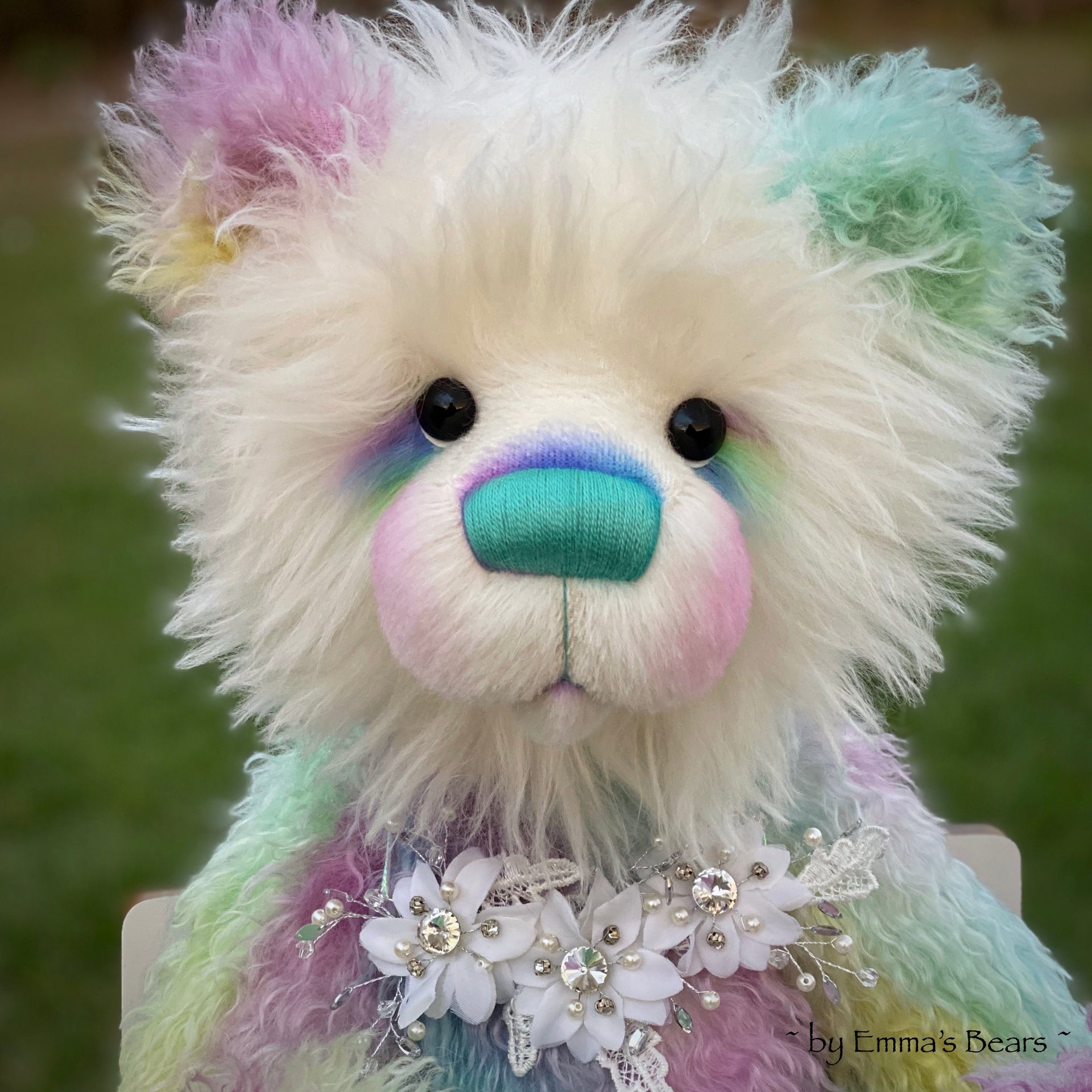 Sybella - 23IN hand dyed rainbow mohair bear by Emmas Bears - OOAK