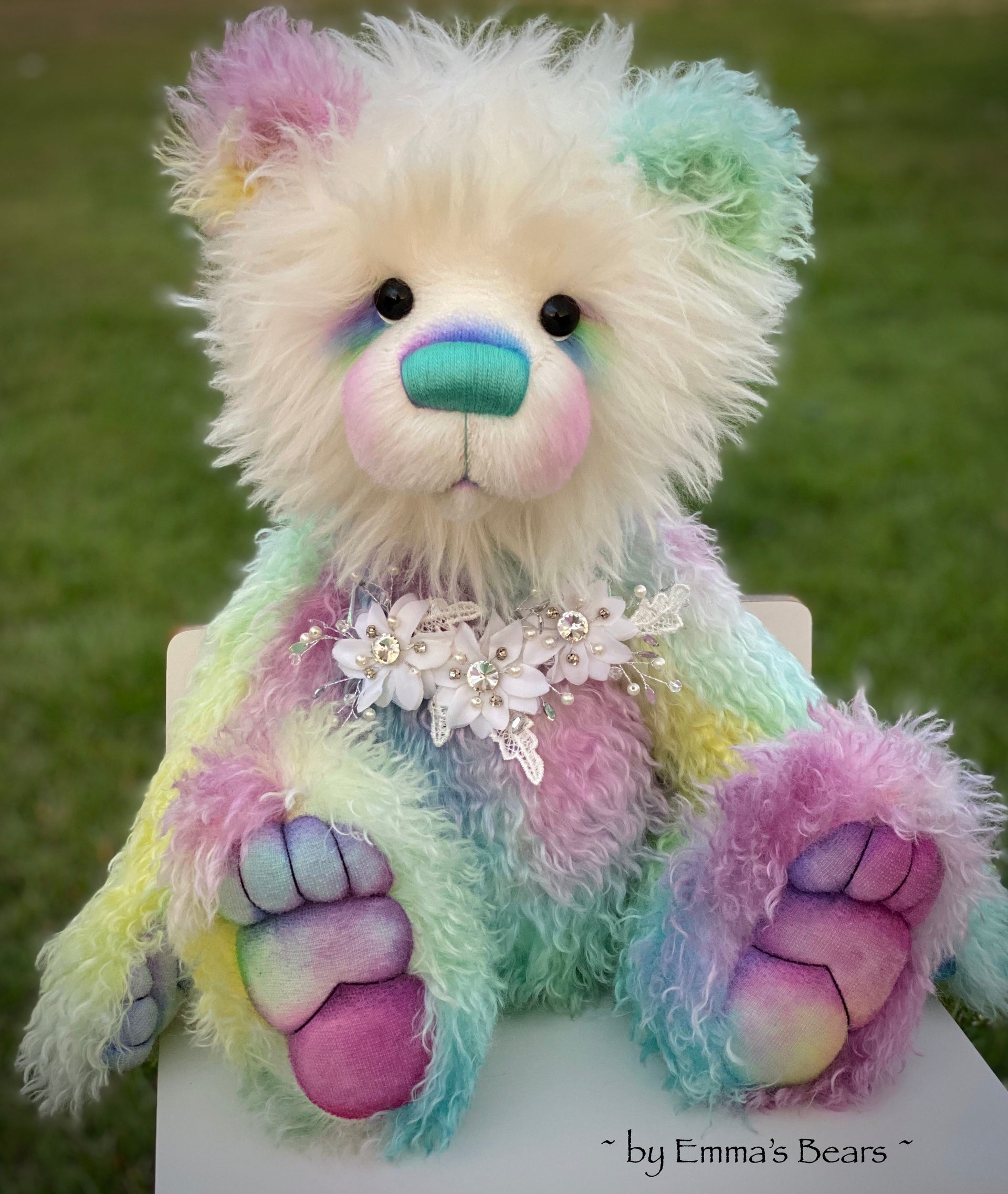 Sybella - 23IN hand dyed rainbow mohair bear by Emmas Bears - OOAK