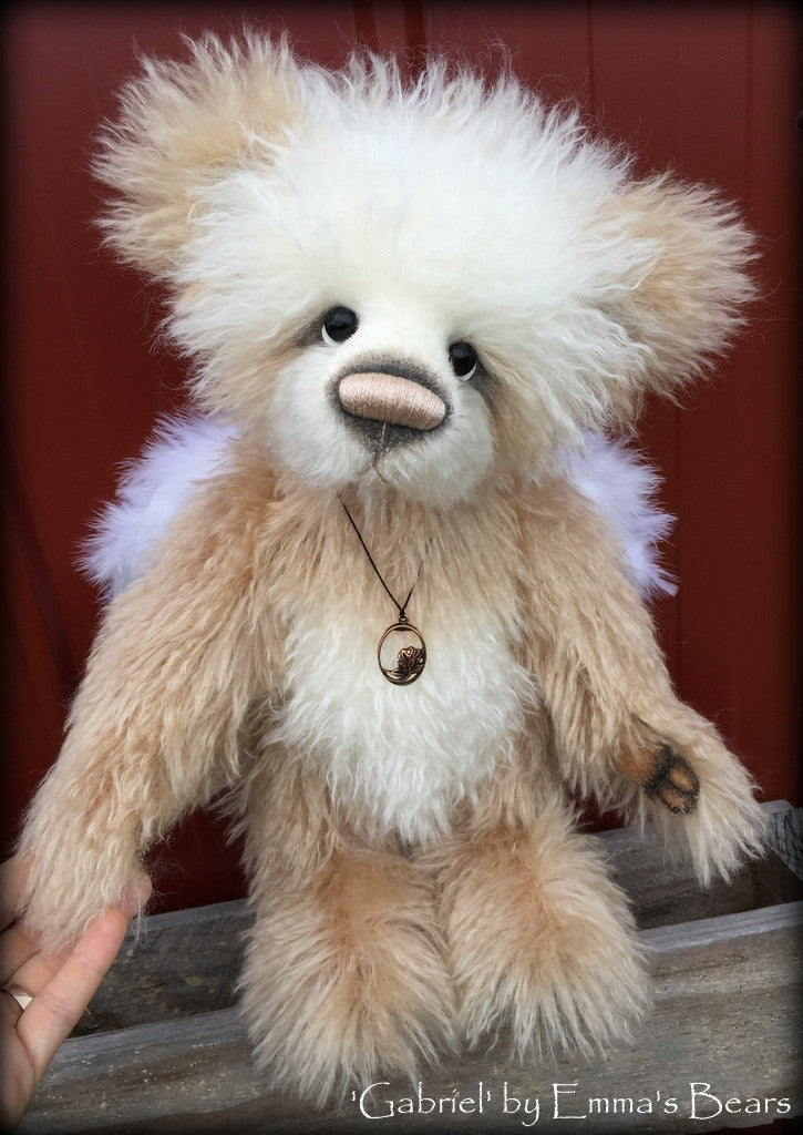 Gabriel - 16" mohair angelwing artist panda bear by Emmas Bears - OOAK