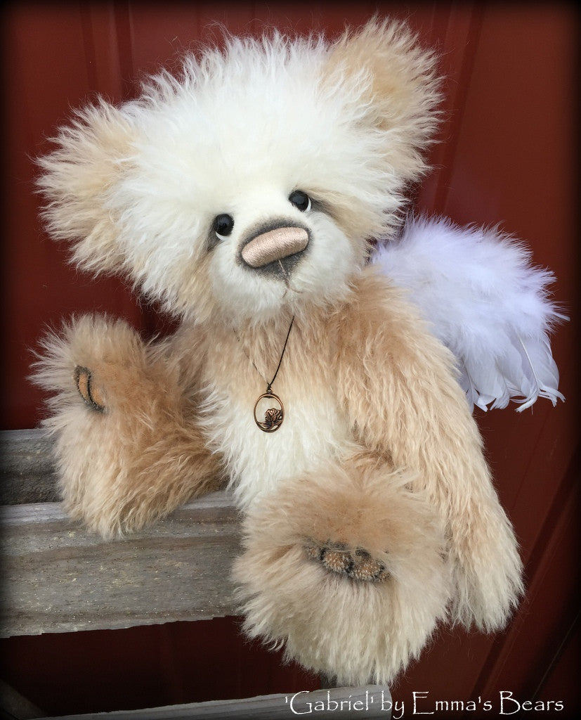 Gabriel - 16" mohair angelwing artist panda bear by Emmas Bears - OOAK