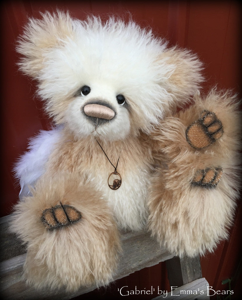 Gabriel - 16" mohair angelwing artist panda bear by Emmas Bears - OOAK