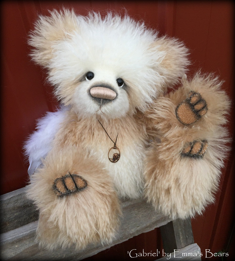 Gabriel - 16" mohair angelwing artist panda bear by Emmas Bears - OOAK