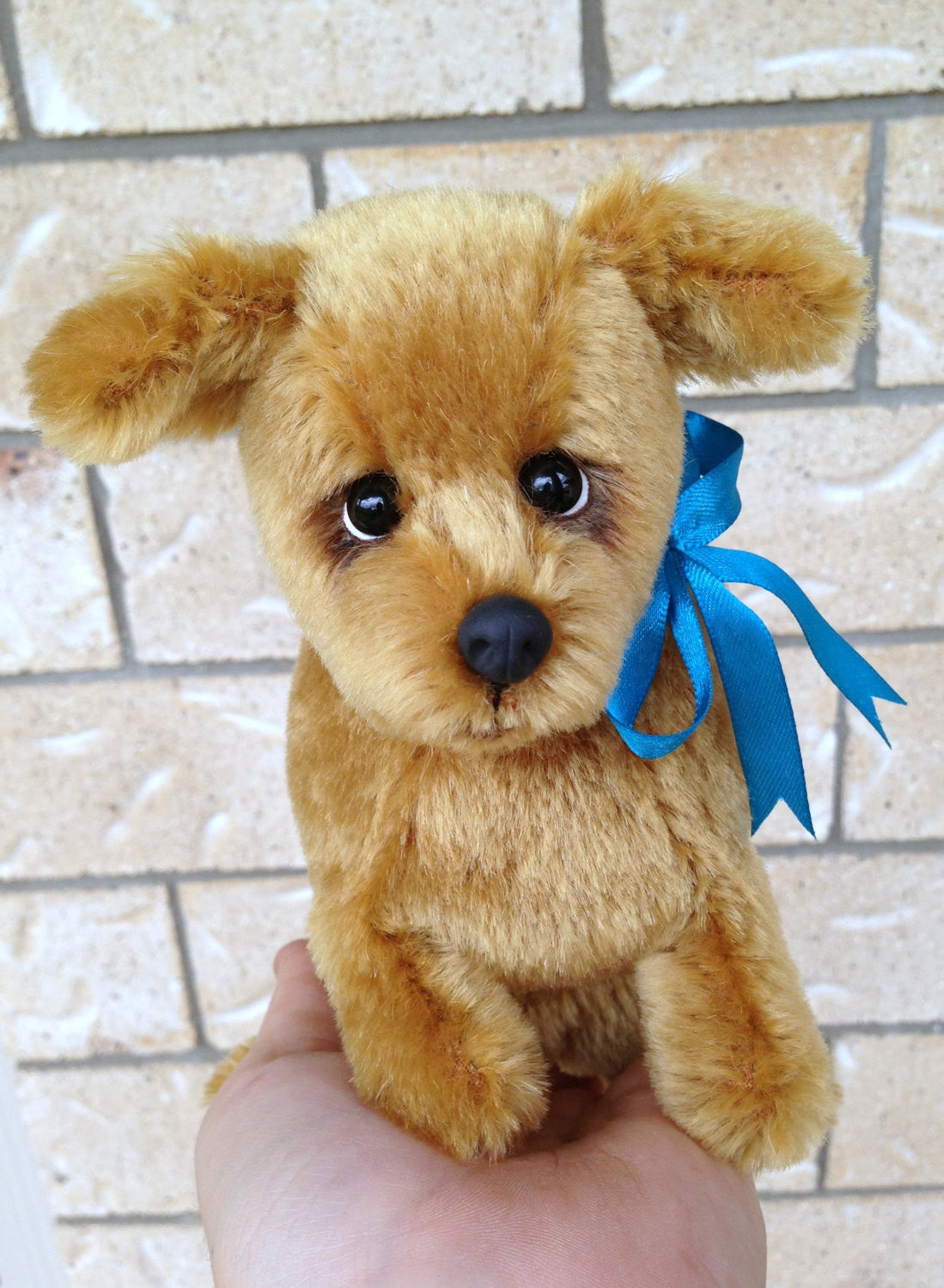 Goldie Pup - 8IN mohair puppy soft sculpture by Emmas Bears - OOAK