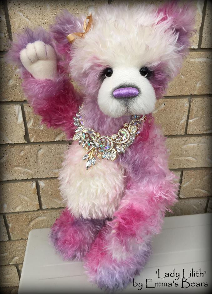 Lady Lilith - 22IN hand dyed mohair and alpaca bear by Emmas Bears - OOAK