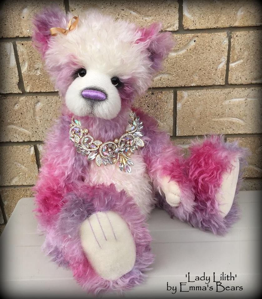 Lady Lilith - 22IN hand dyed mohair and alpaca bear by Emmas Bears - OOAK