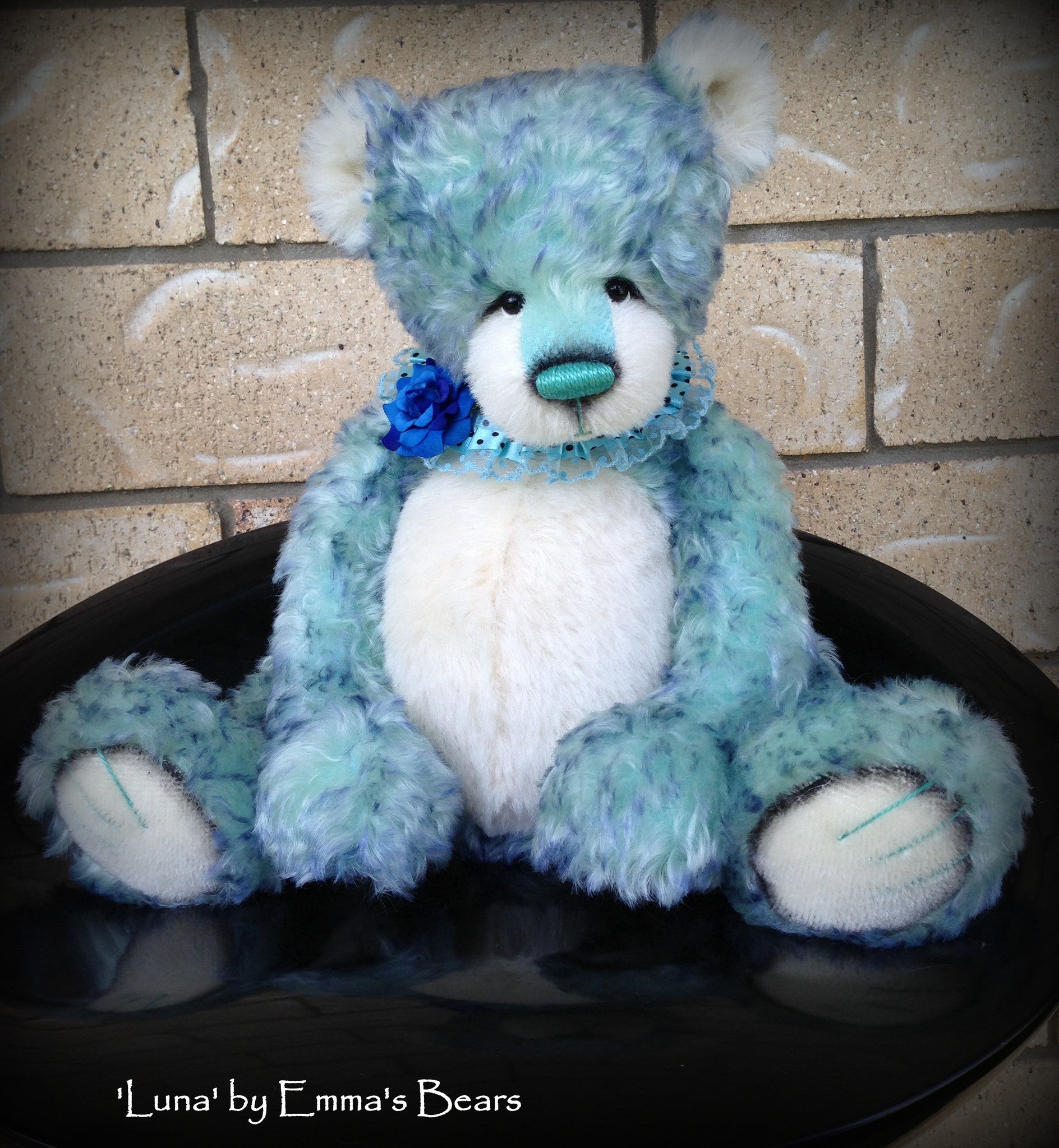 Luna - 17" aqua blue artist bear by Emma's Bears - OOAK