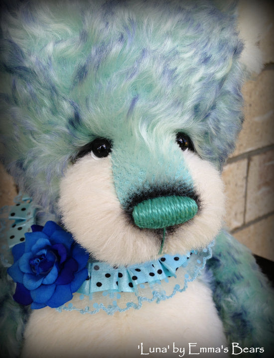 Luna - 17" aqua blue artist bear by Emma's Bears - OOAK