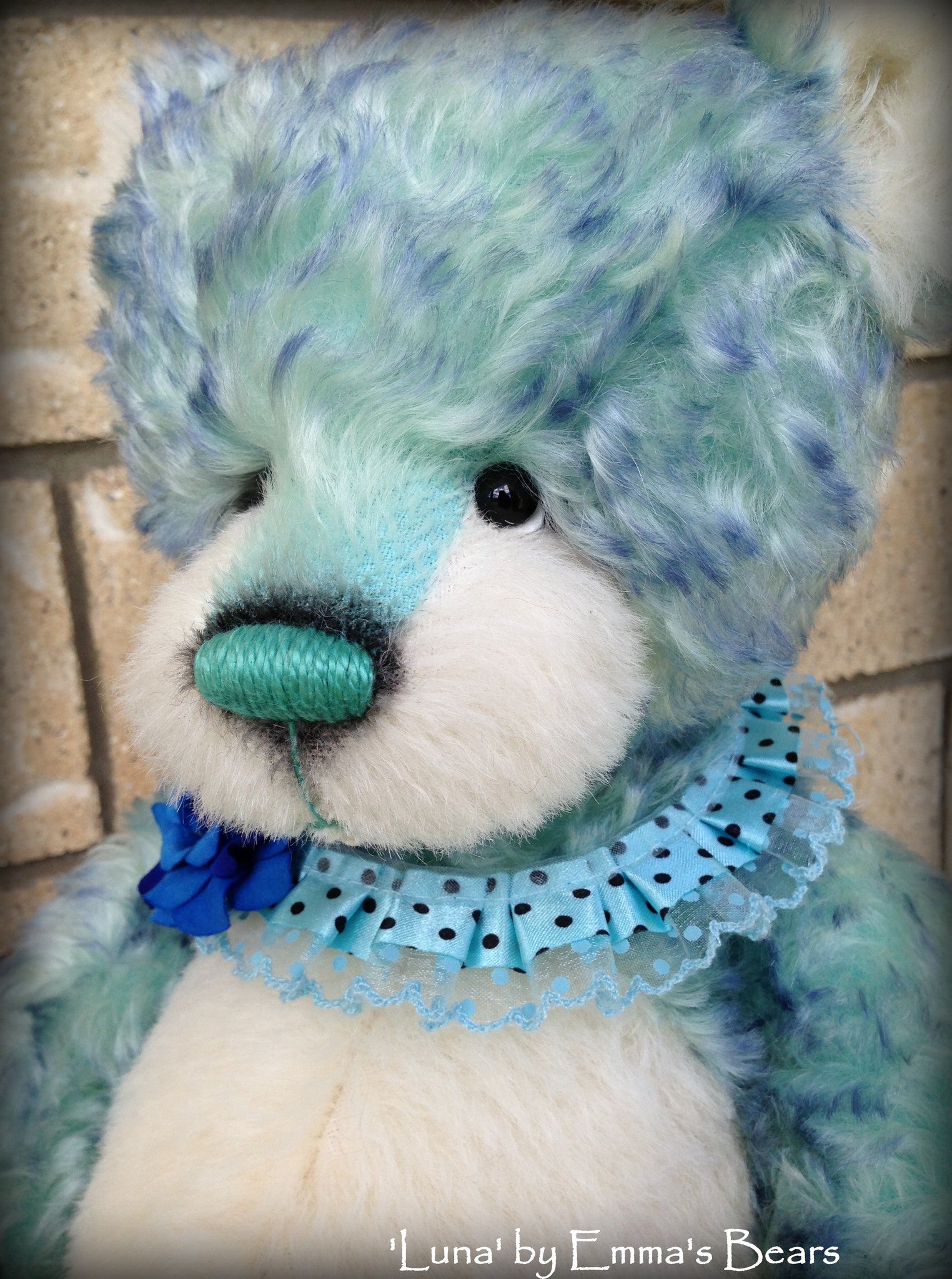 Luna - 17" aqua blue artist bear by Emma's Bears - OOAK