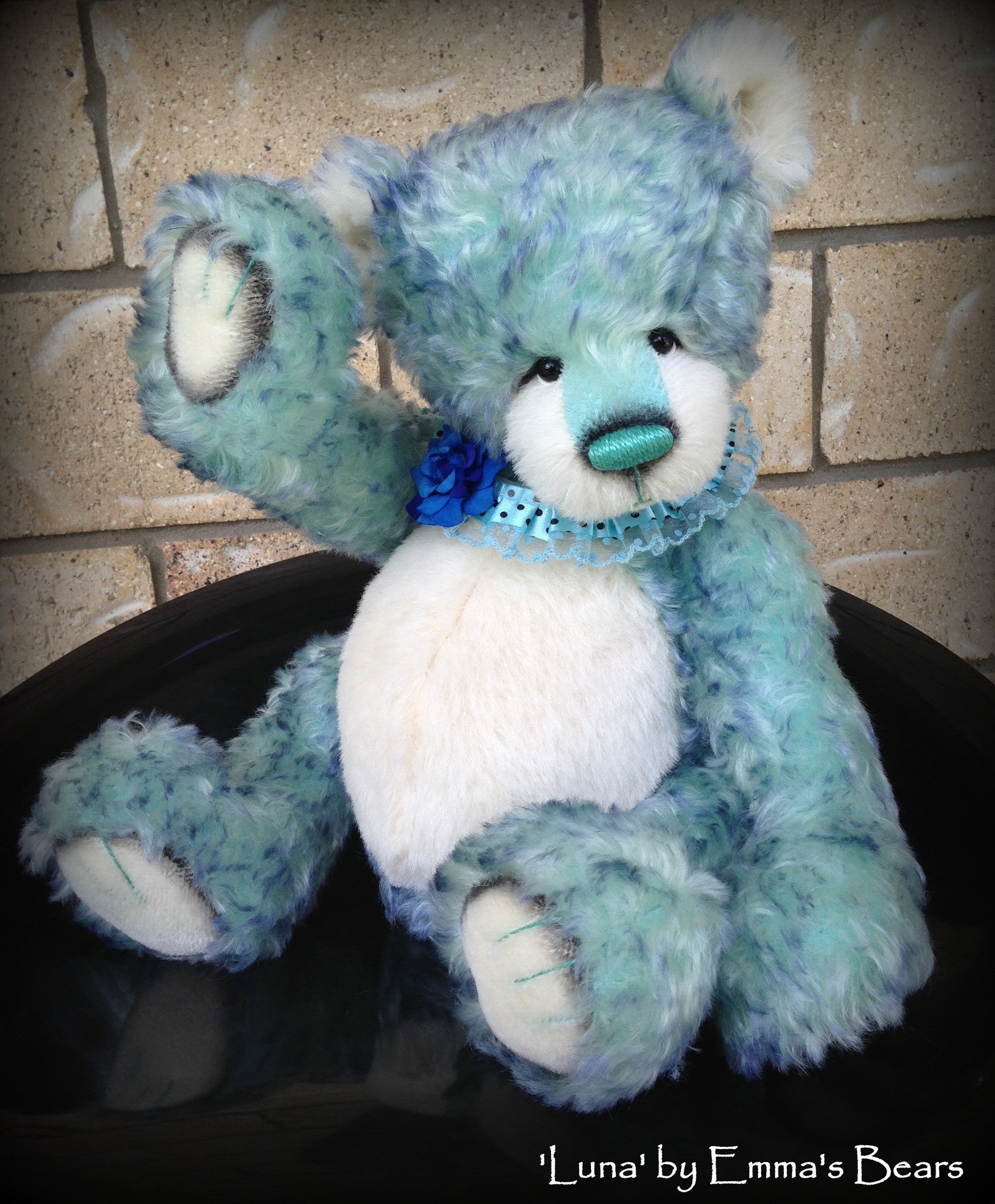 Luna - 17" aqua blue artist bear by Emma's Bears - OOAK