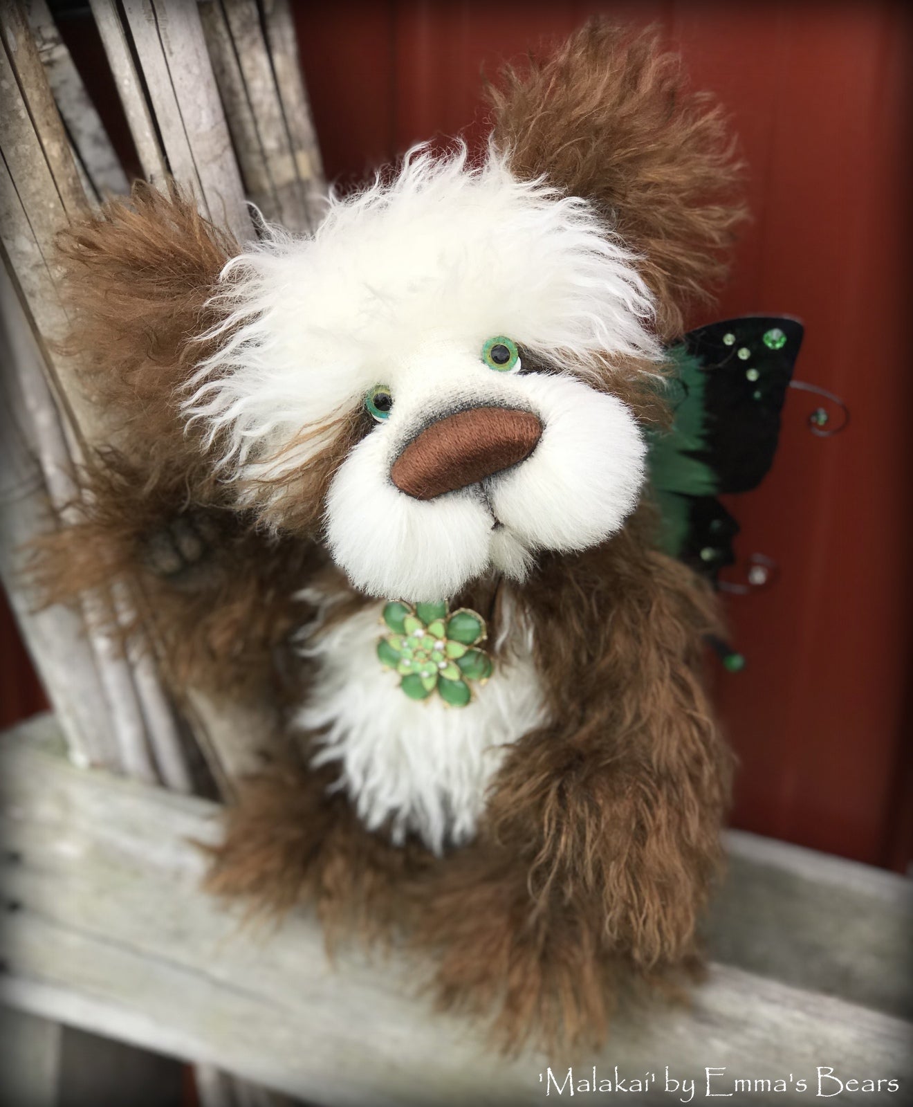 Malakai - 11" mohair and alpaca artist panda bear by Emmas Bears - OOAK