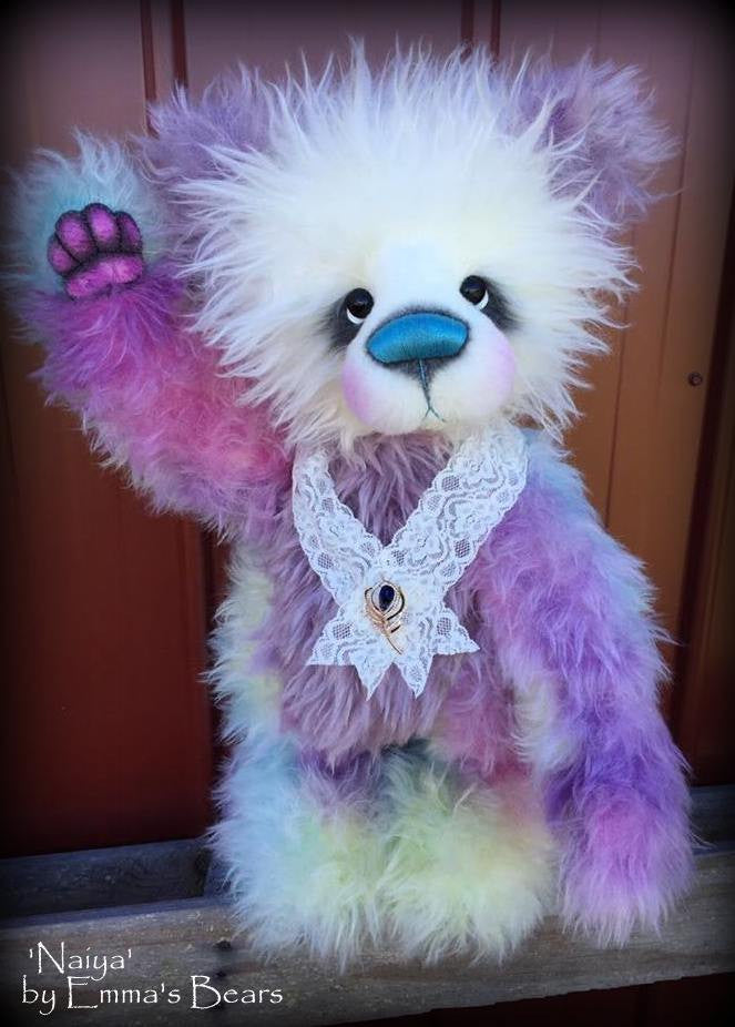 Naiya - 23IN hand dyed rainbow mohair bear by Emmas Bears - OOAK