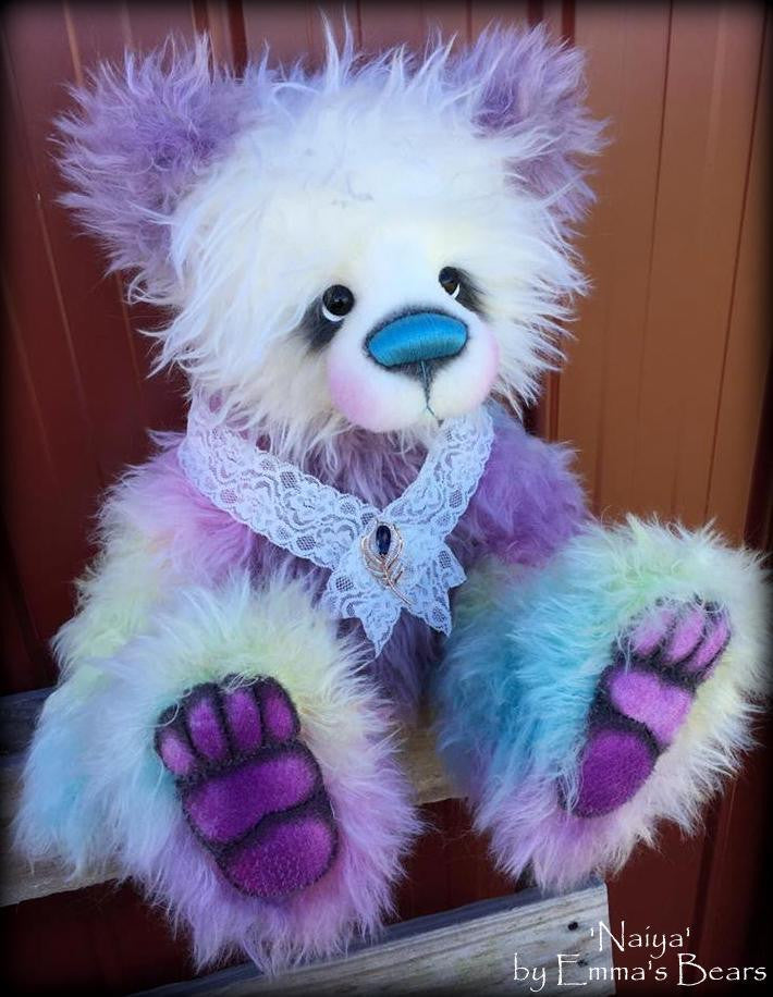 Naiya - 23IN hand dyed rainbow mohair bear by Emmas Bears - OOAK