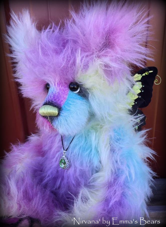 Nirvana - 21IN hand dyed rainbow mohair bear by Emmas Bears - OOAK