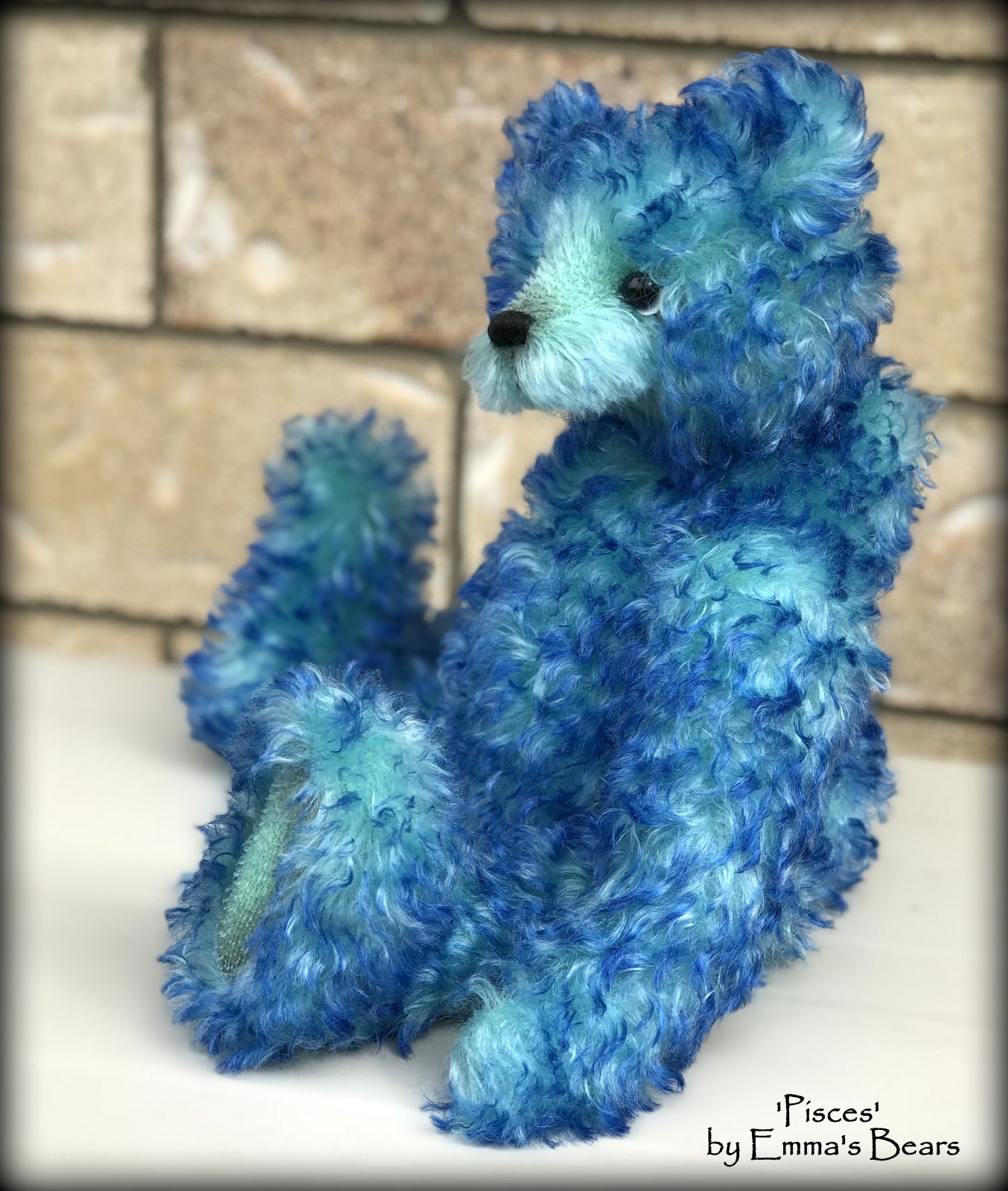 Pisces - 14" curly kid mohair Artist Bear by Emmas Bears - OOAK