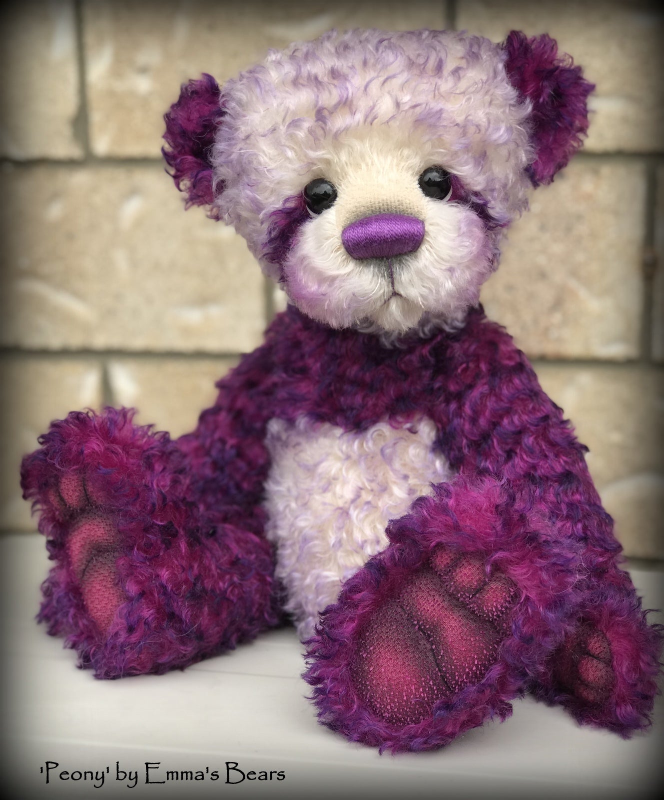 Peony - 16" curly kid mohair Artist Bear by Emmas Bears - OOAK