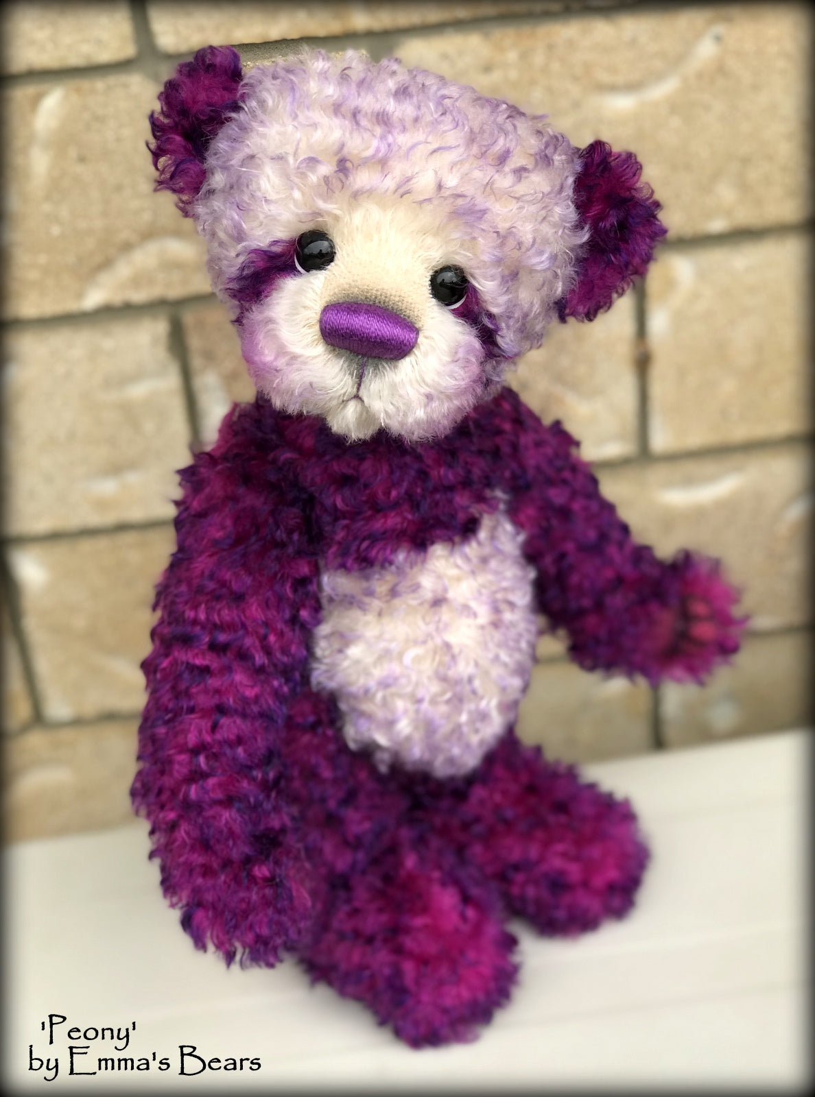 Peony - 16" curly kid mohair Artist Bear by Emmas Bears - OOAK