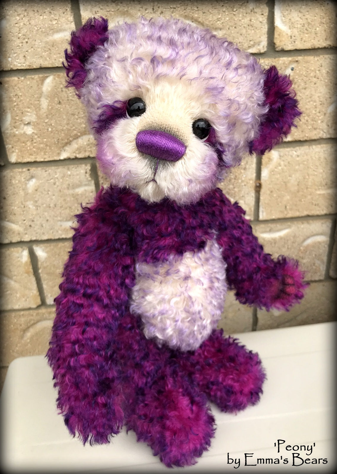 Peony - 16" curly kid mohair Artist Bear by Emmas Bears - OOAK