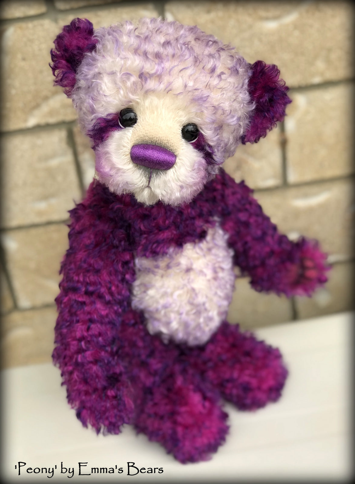 Peony - 16" curly kid mohair Artist Bear by Emmas Bears - OOAK