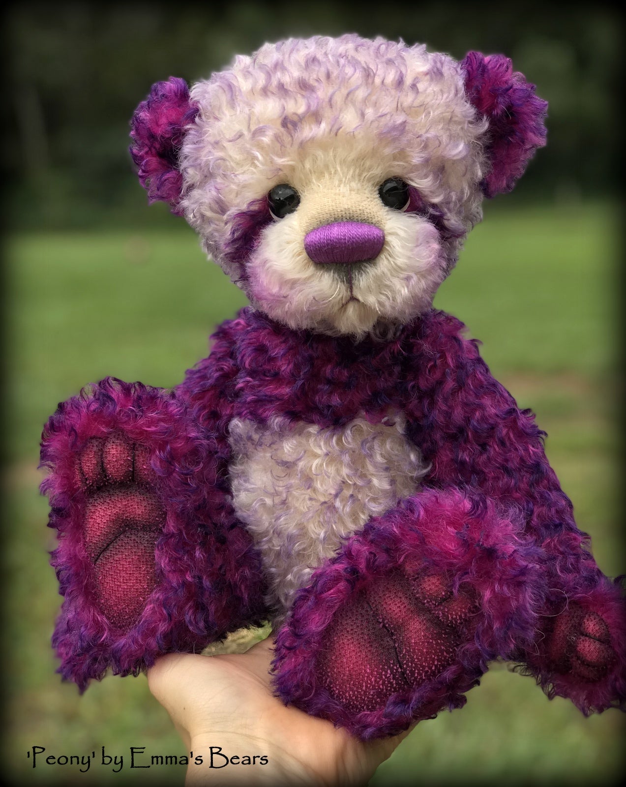 Peony - 16" curly kid mohair Artist Bear by Emmas Bears - OOAK