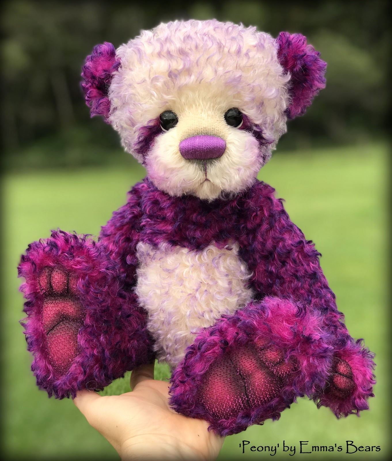 Peony - 16" curly kid mohair Artist Bear by Emmas Bears - OOAK