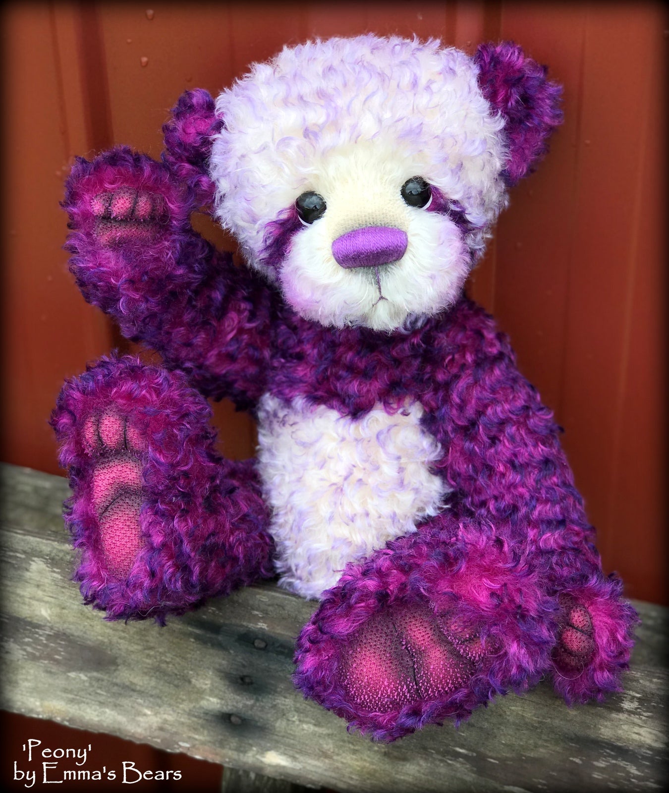 Peony - 16" curly kid mohair Artist Bear by Emmas Bears - OOAK