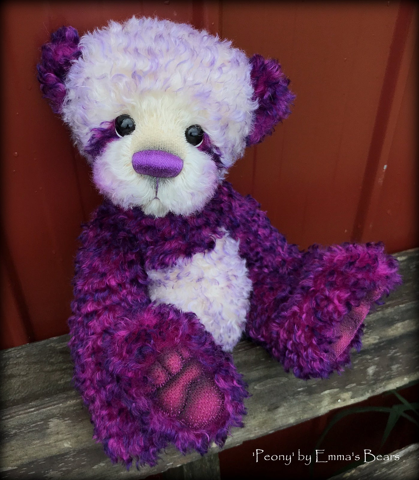 Peony - 16" curly kid mohair Artist Bear by Emmas Bears - OOAK