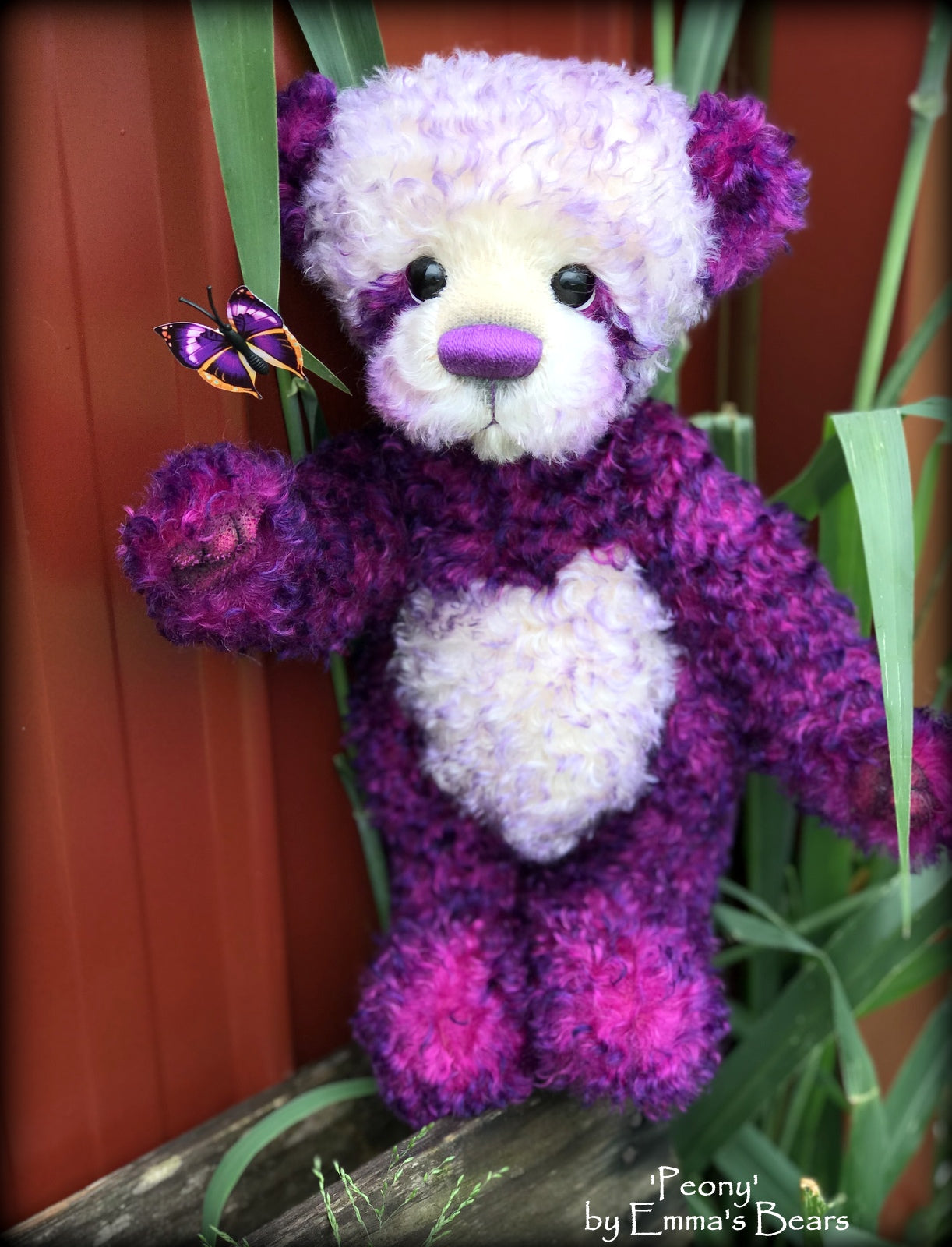 Peony - 16" curly kid mohair Artist Bear by Emmas Bears - OOAK