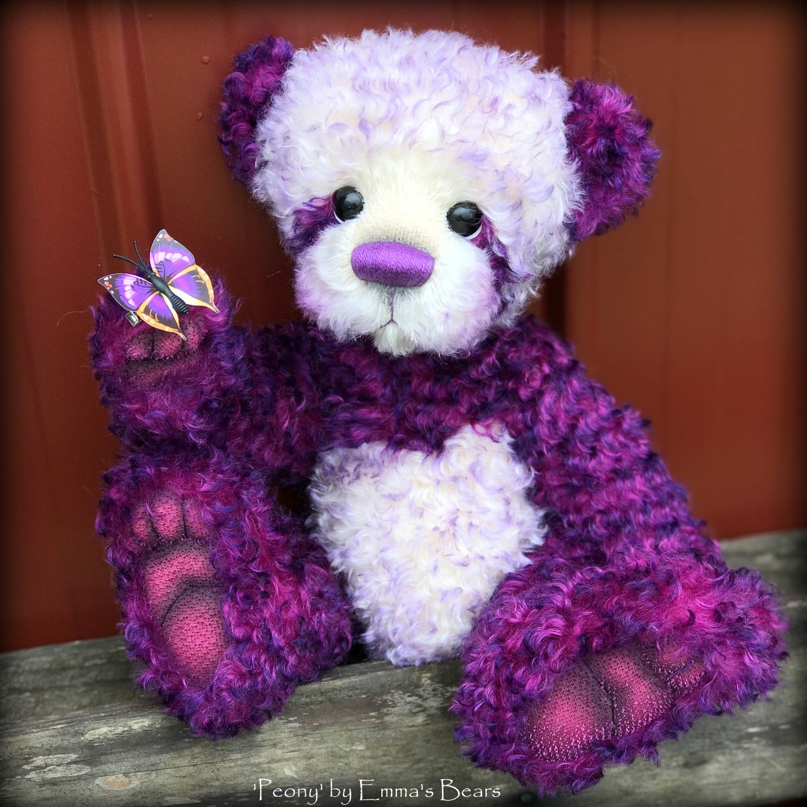 Peony - 16" curly kid mohair Artist Bear by Emmas Bears - OOAK