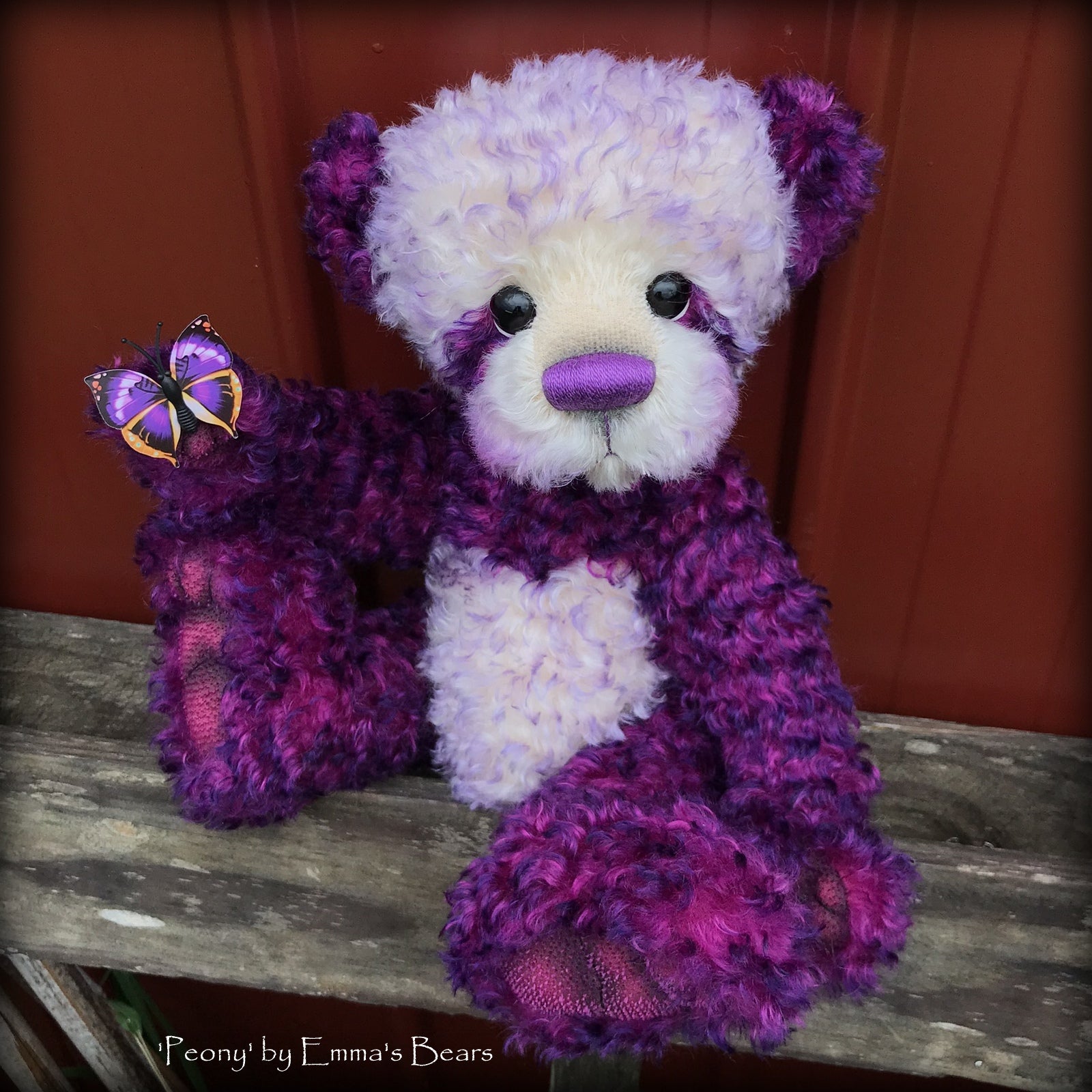 Peony - 16" curly kid mohair Artist Bear by Emmas Bears - OOAK