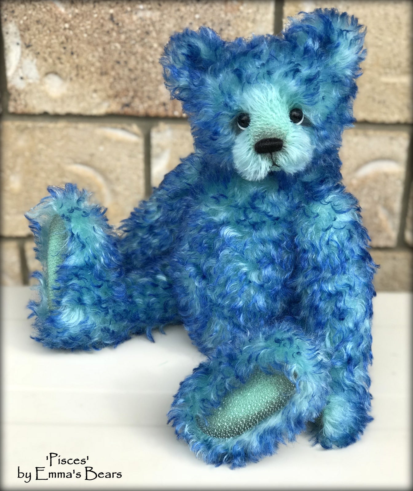 Pisces - 14" curly kid mohair Artist Bear by Emmas Bears - OOAK