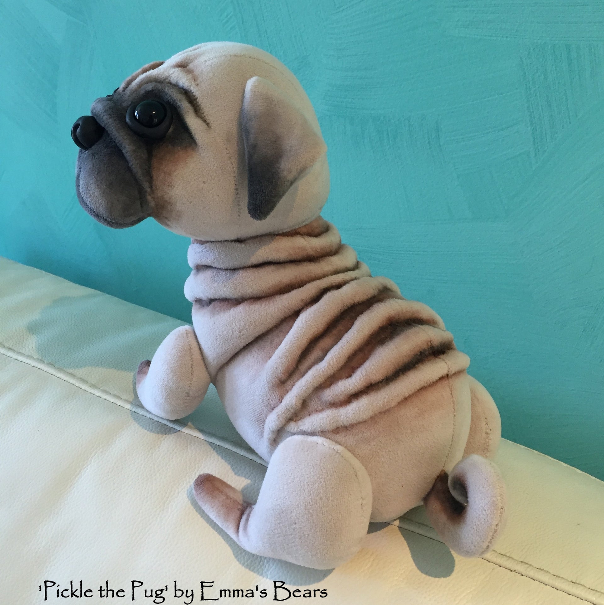 Pickle the Pug - 10IN soft sculpture pug puppy by Emmas Bears - OOAK