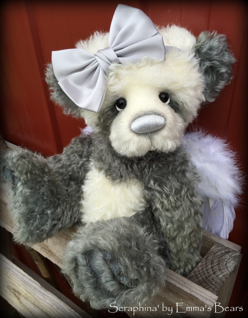 Seraphina - 16" mohair angelwing artist panda bear by Emmas Bears - OOAK