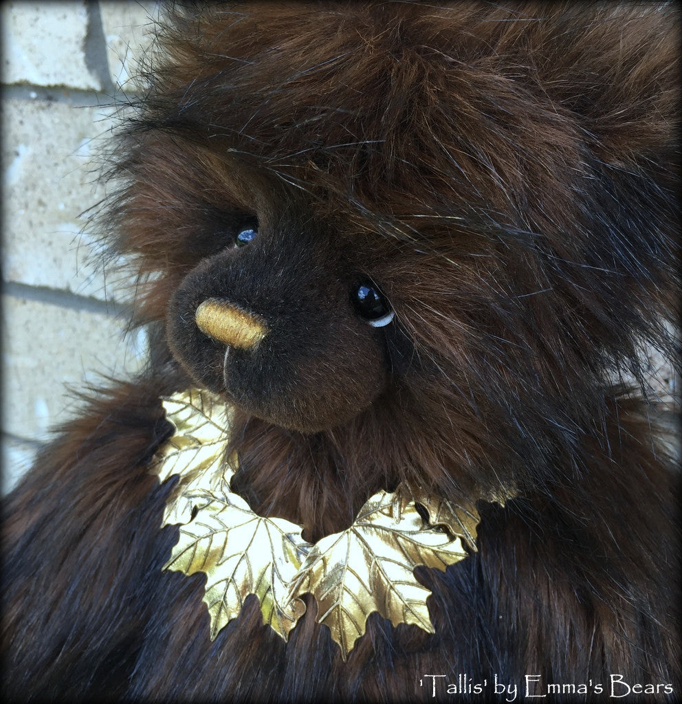 Tallis - 15" faux fur artist bear  - OOAK by Emma's Bears