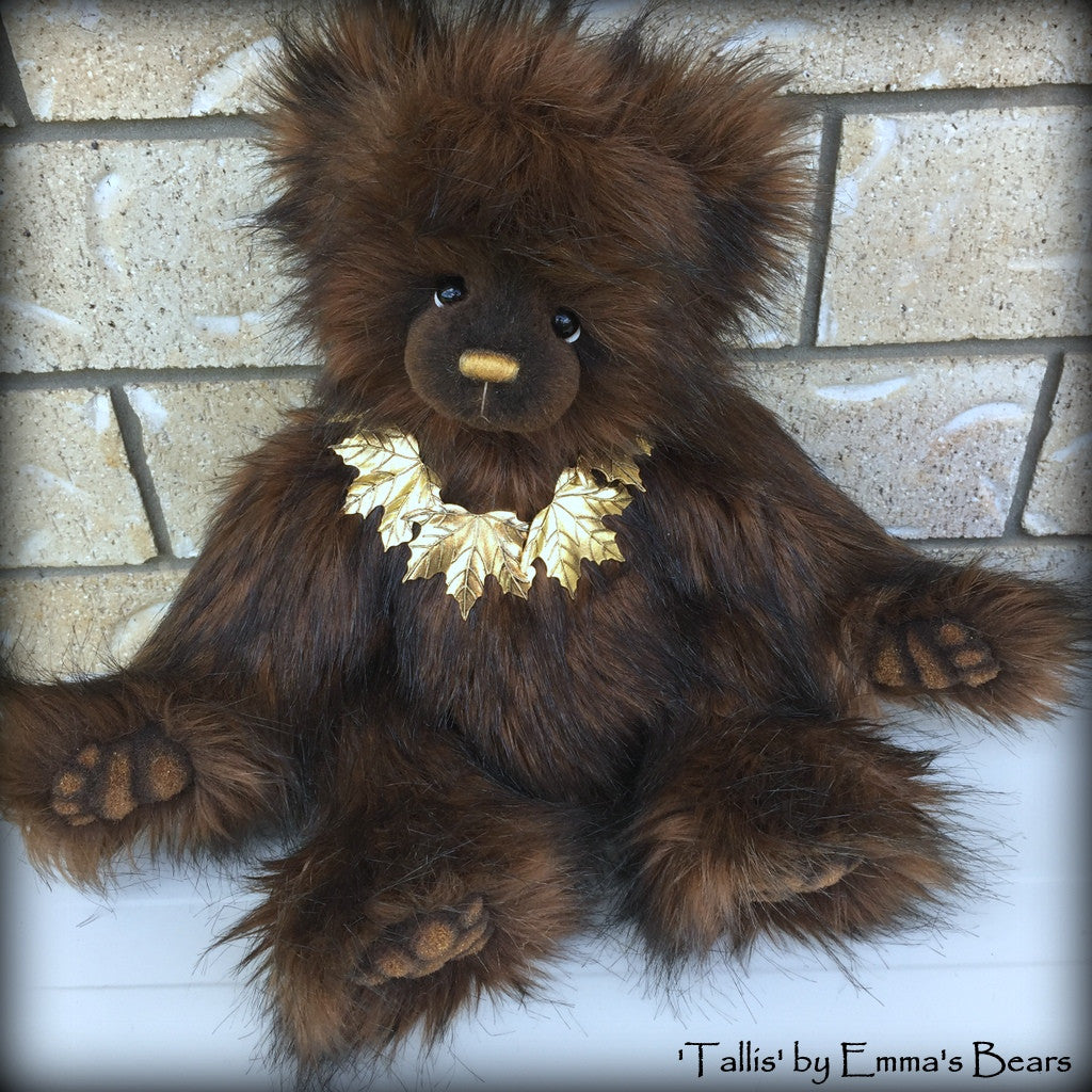 Tallis - 15" faux fur artist bear  - OOAK by Emma's Bears